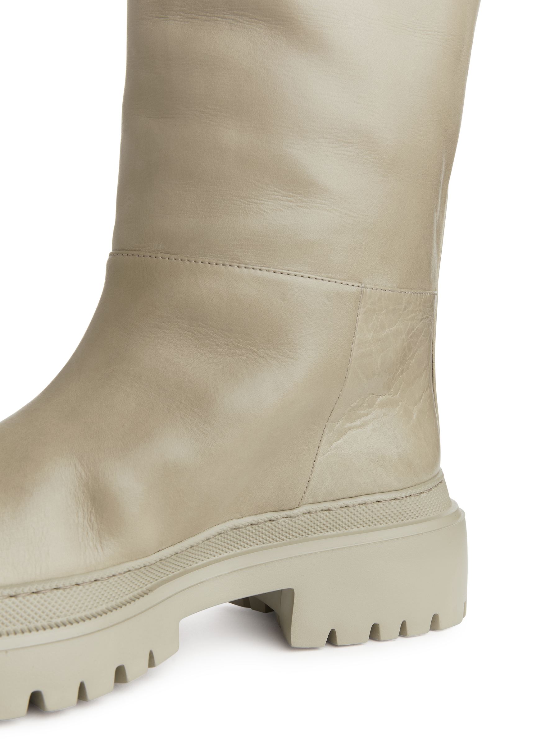 HighShaft Chunky Leather Boots - Beige - Women - StillMedia/DescriptiveDetail - 1