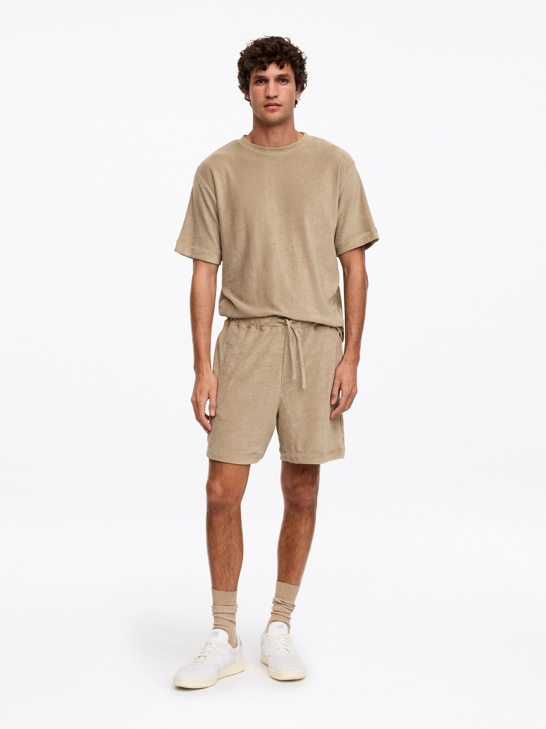 Cotton Towelling Shorts-#91856F-19146