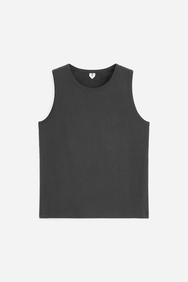 Top de tirantes de tipo deportivo de canalé - Gris oscuro/Azul oscuro/Blanco - 1