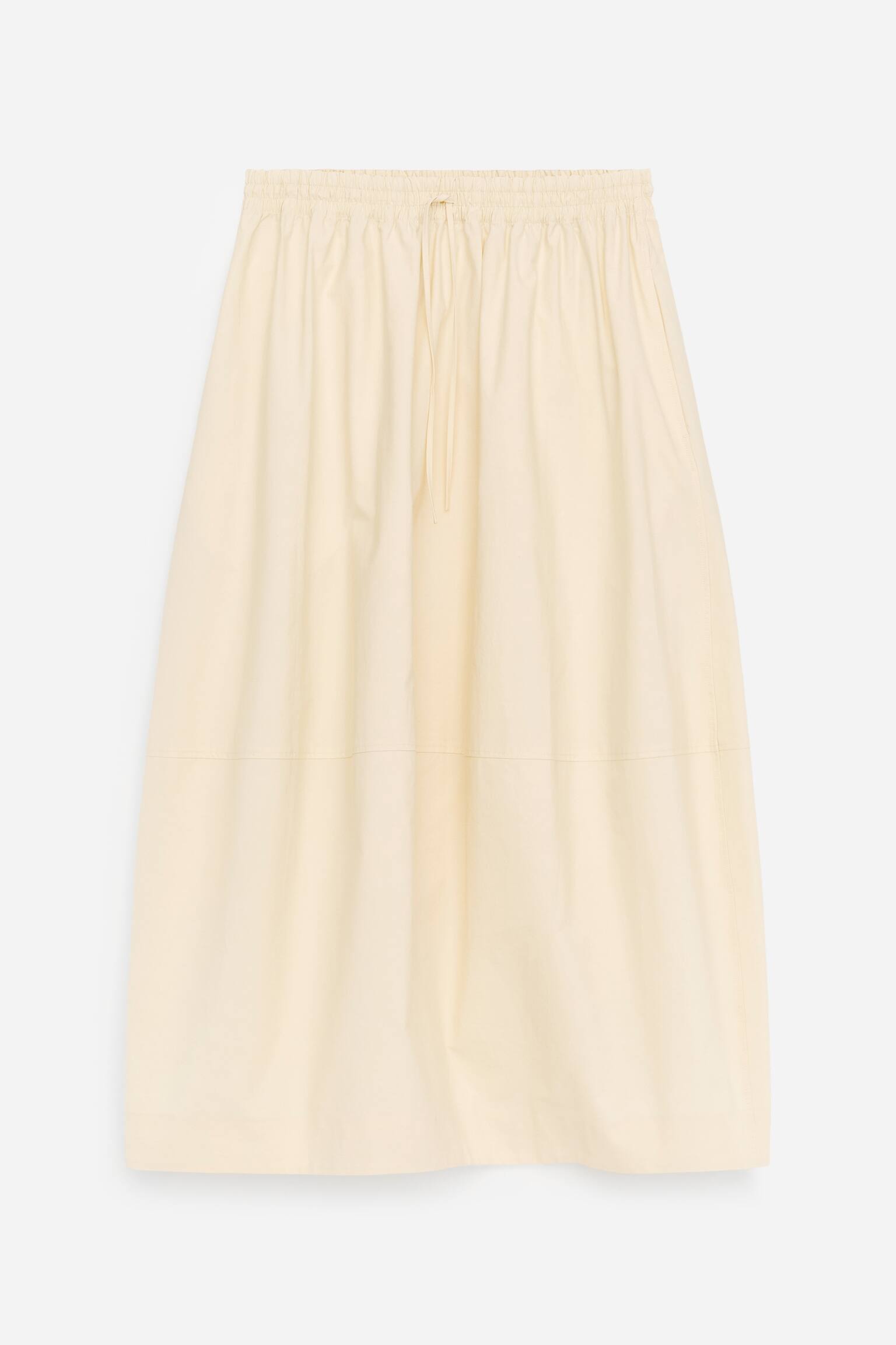 Midi-nederdel i bomuld - Lys beige/Mørkebrun - 2