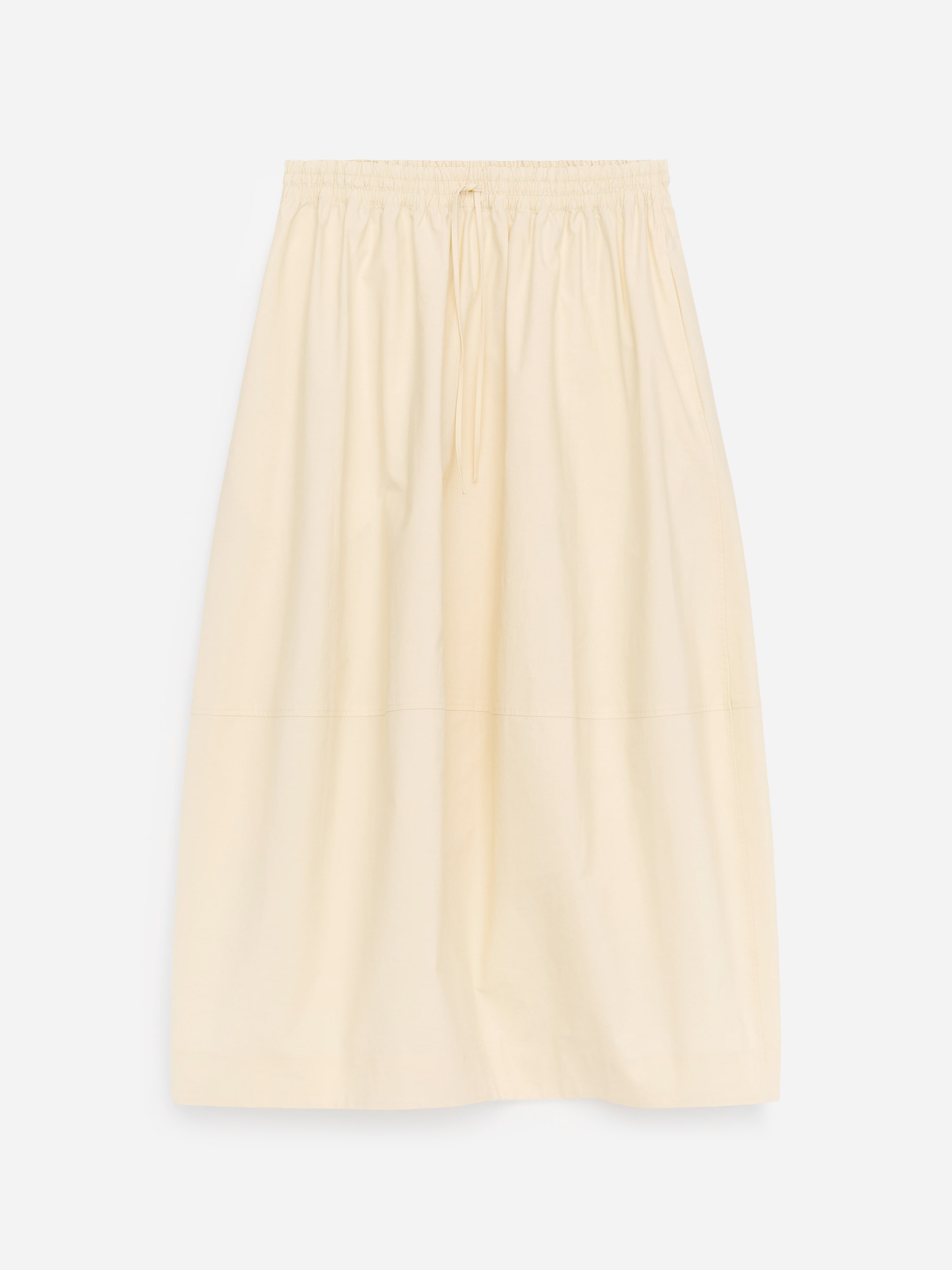 Cotton Midi Skirt-#E1DCC6-18520