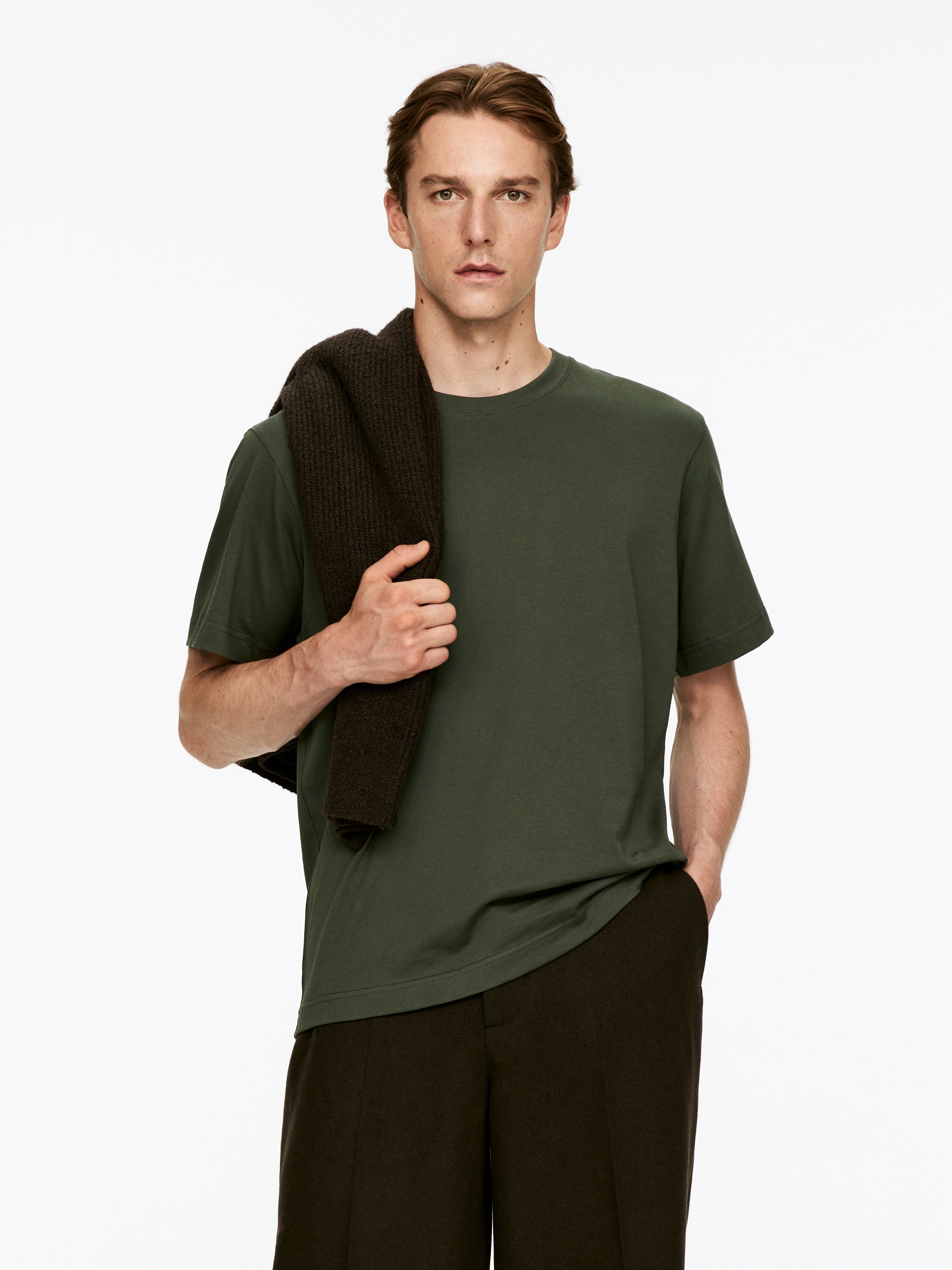220 GSM Relaxed T-Shirt - Khaki Green/Dark Brown/Dark Blue/Light Grey Melange/Off White/Black/White