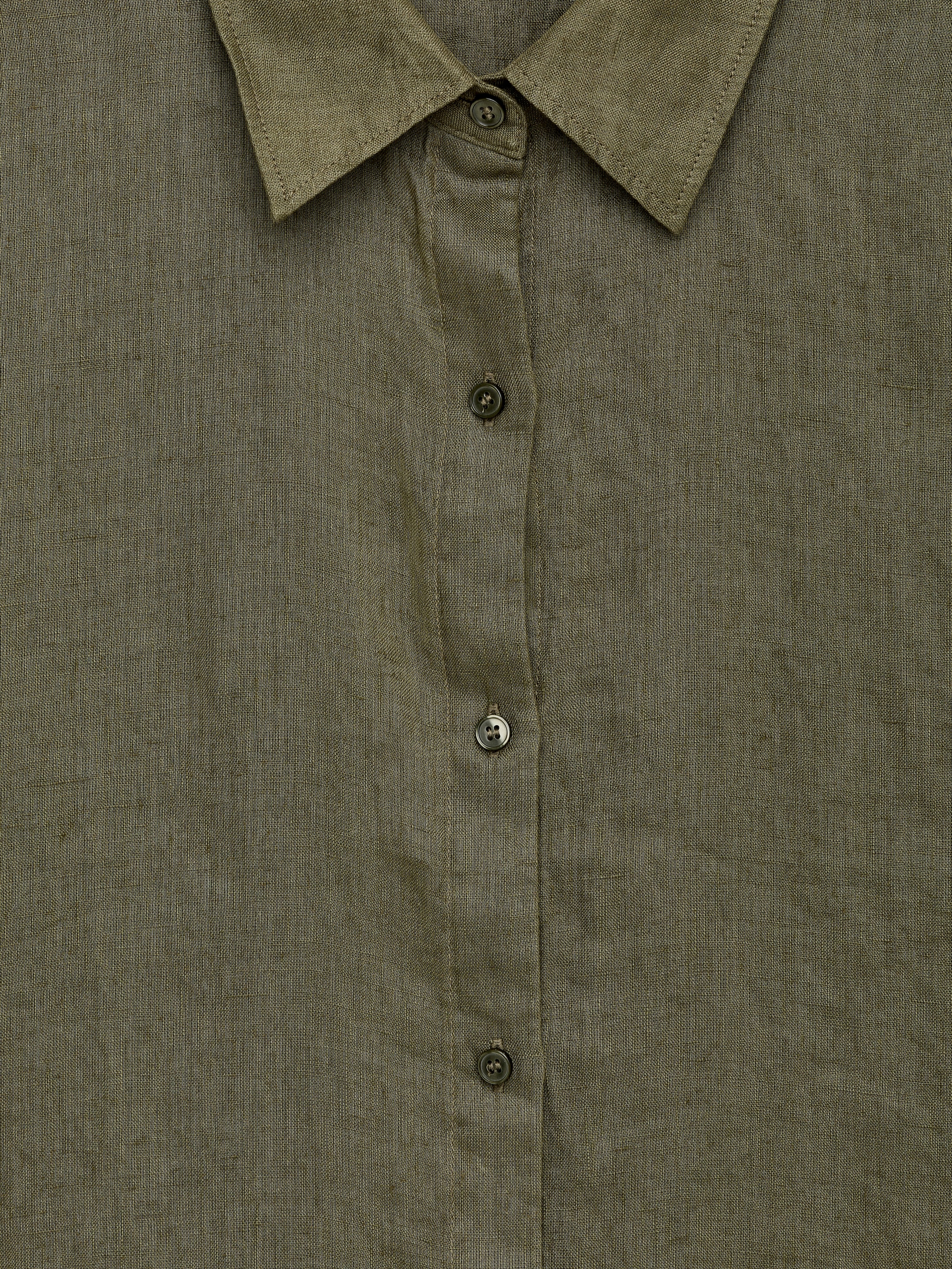 Linen Shirt - Khaki Green - Regular fit - Women - StillMedia/DescriptiveDetail - 1