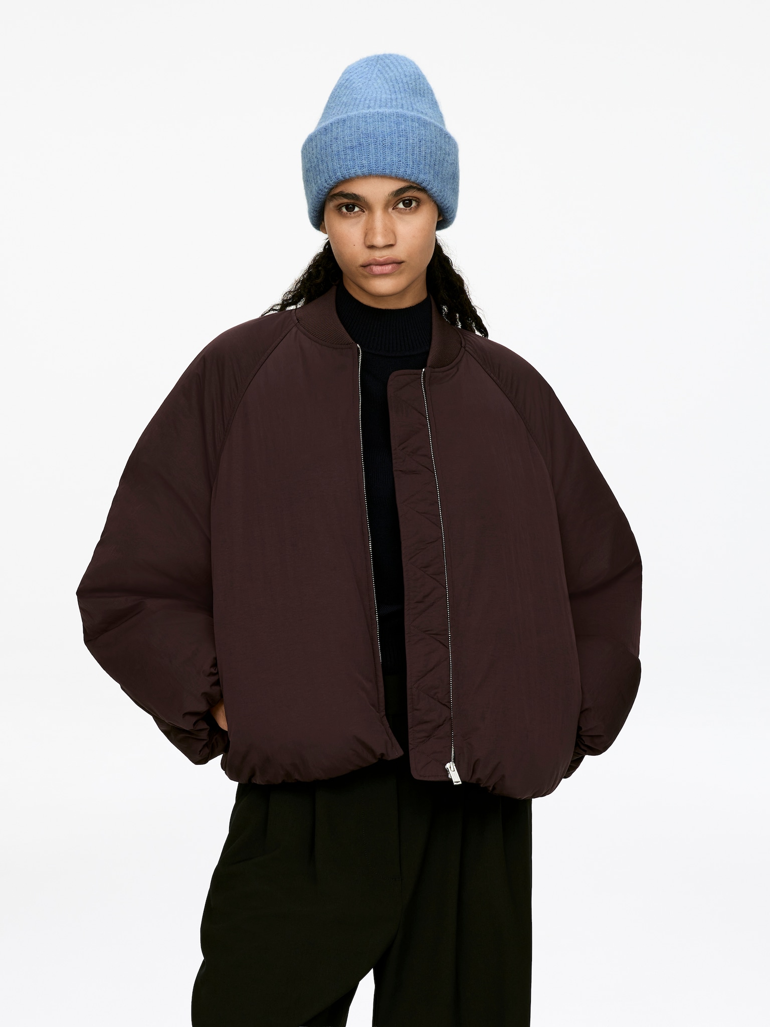 Bonnet en mélange d'alpaga et de laine mérinos - Bleu poudré/Rouge/Vert/Rouge/Beige/Violet/Gris foncé/Noir - 3