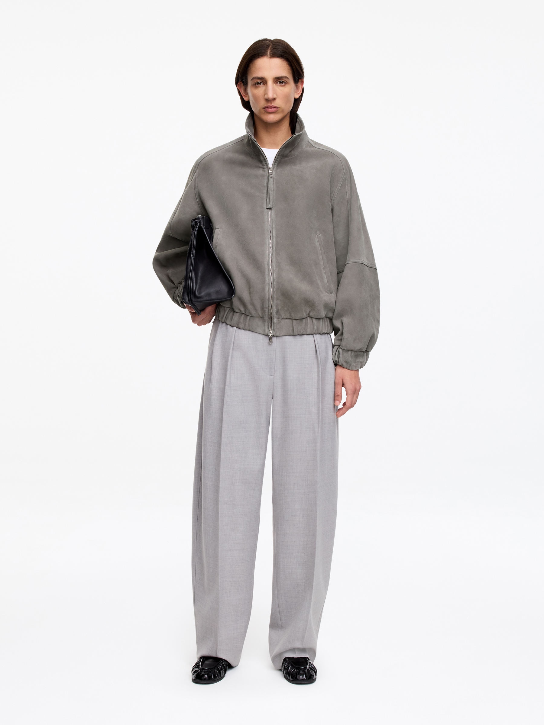 Kastige Velourslederjacke - Grau - Regular Fit - Women - StillMedia/Lookbook - 5