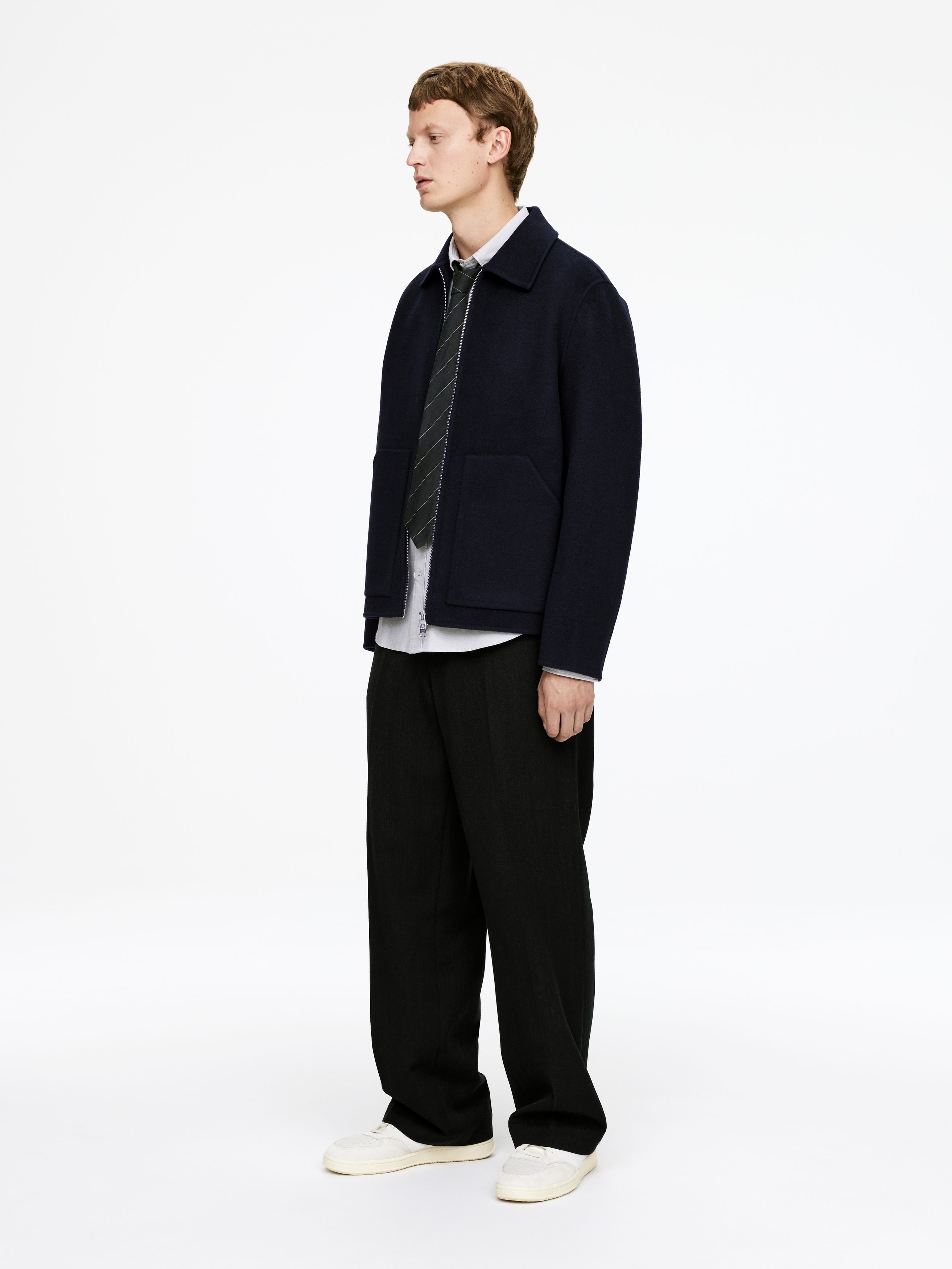 Double-Face Wool Blend Jacket - Dark Blue - Regular fit - Men - StillMedia/Lookbook - 5