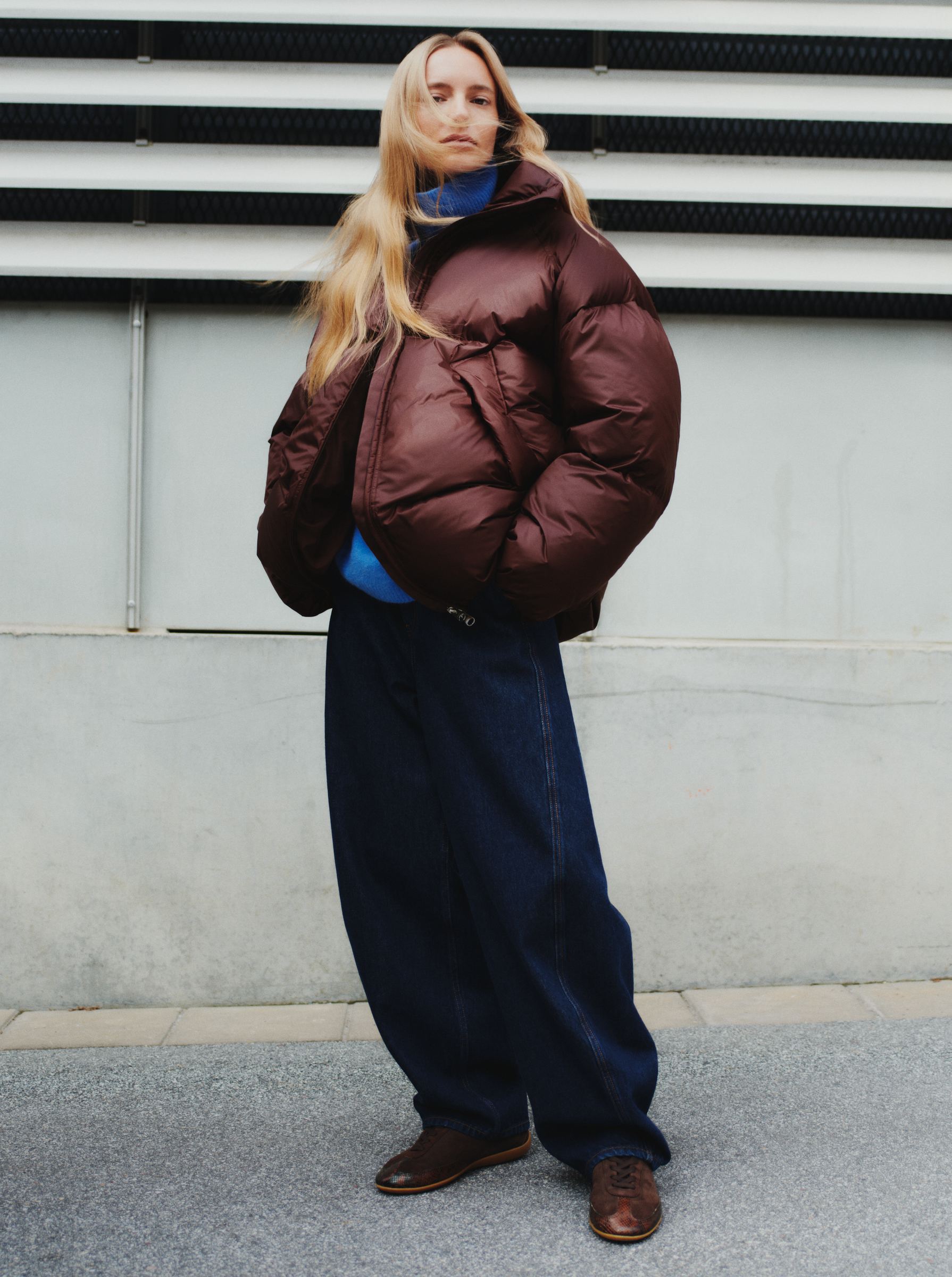 Upcycled Down Puffer Jacket - Dark Brown - Oversized - Women - StillMedia/Environmental - 1