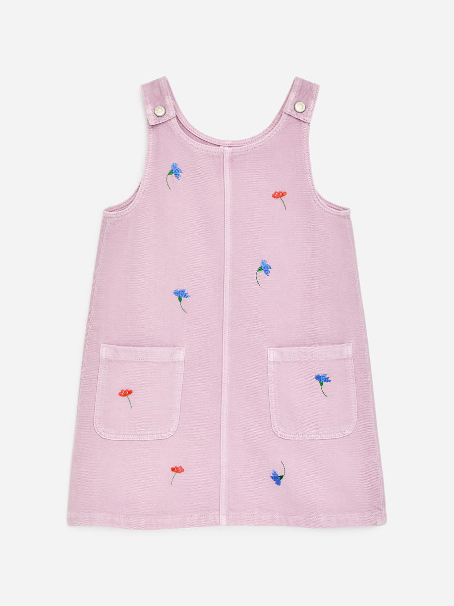 ARKET Girls  Embroidered Denim Dresss Purple,  size 140