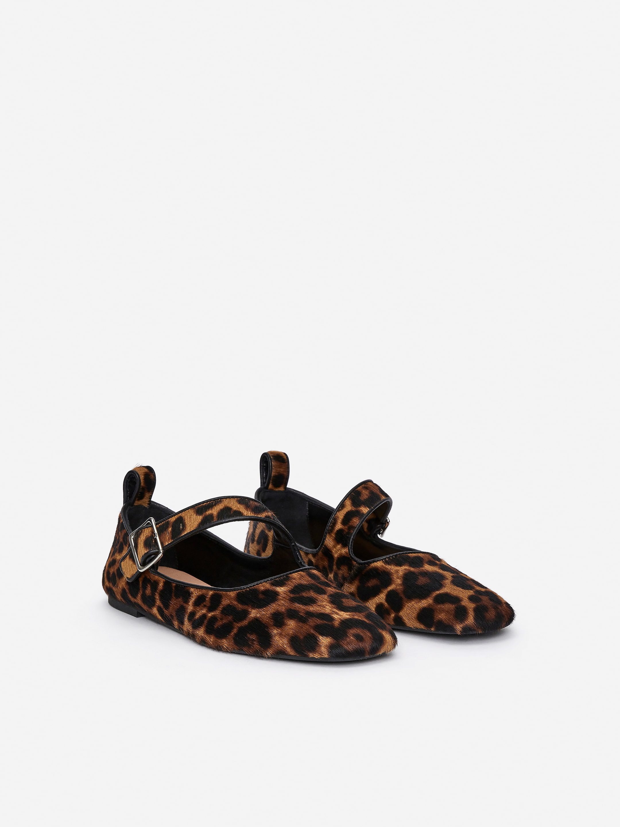 Chaussures babies plates en cuir - Marron/Noir/Imitation léopard - Femme - StillMedia/DescriptiveStillLife - 3