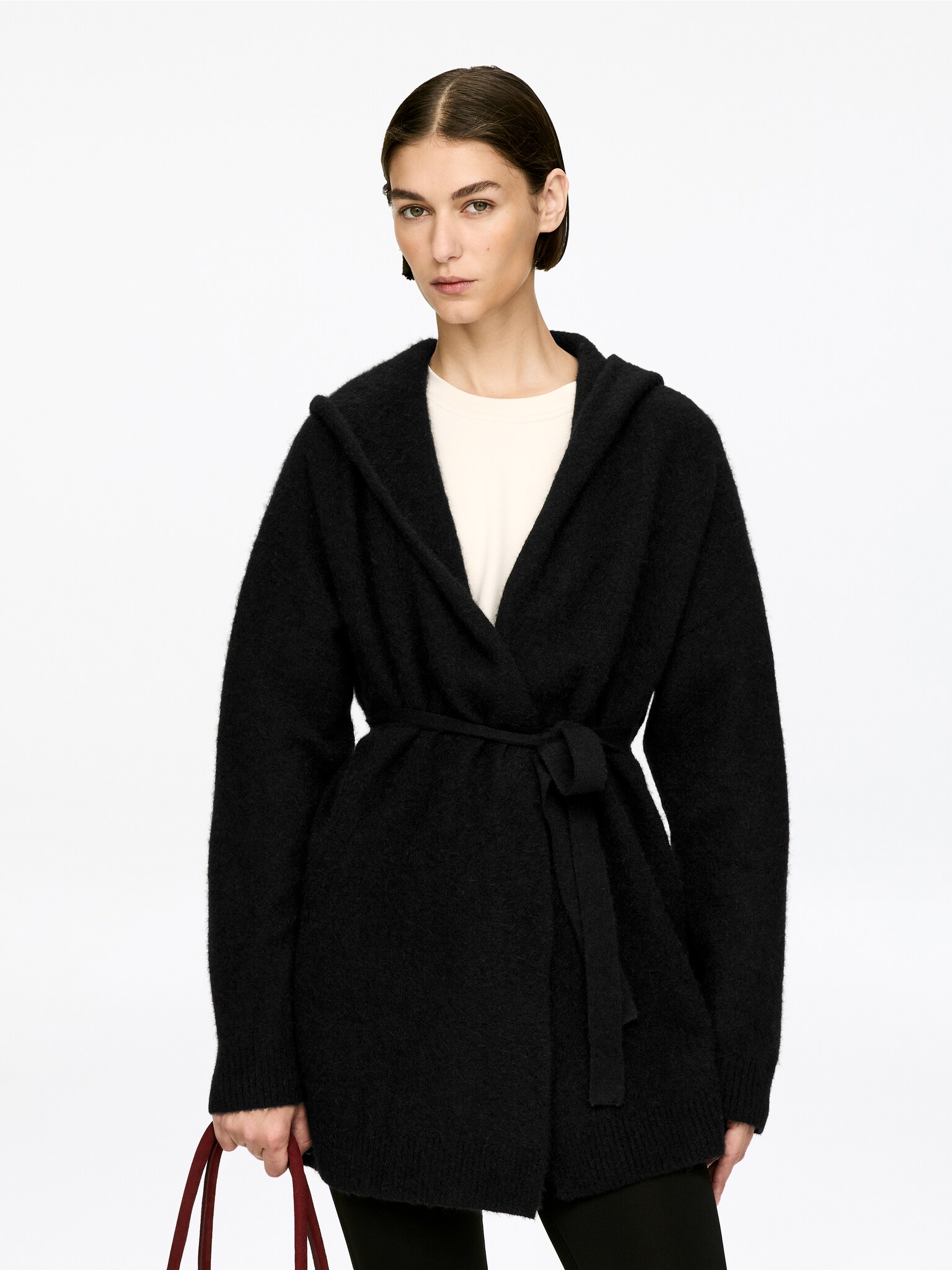 Cardigan en mélange de laine et d'alpaga - Noir/gris - 2