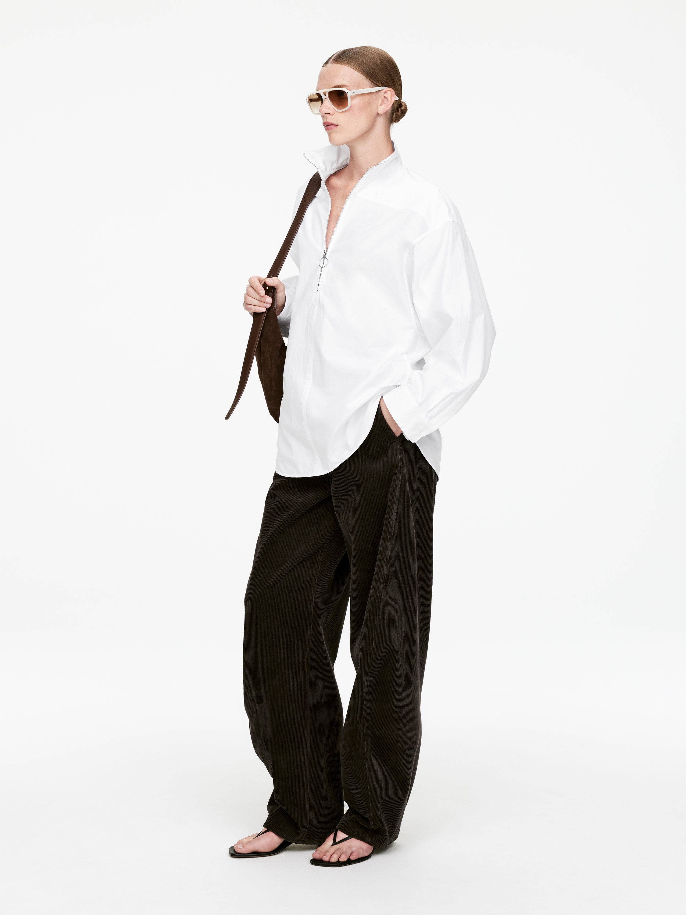 Half-Zip Shirt - White - Regular fit - Women - StillMedia/Lookbook - 3