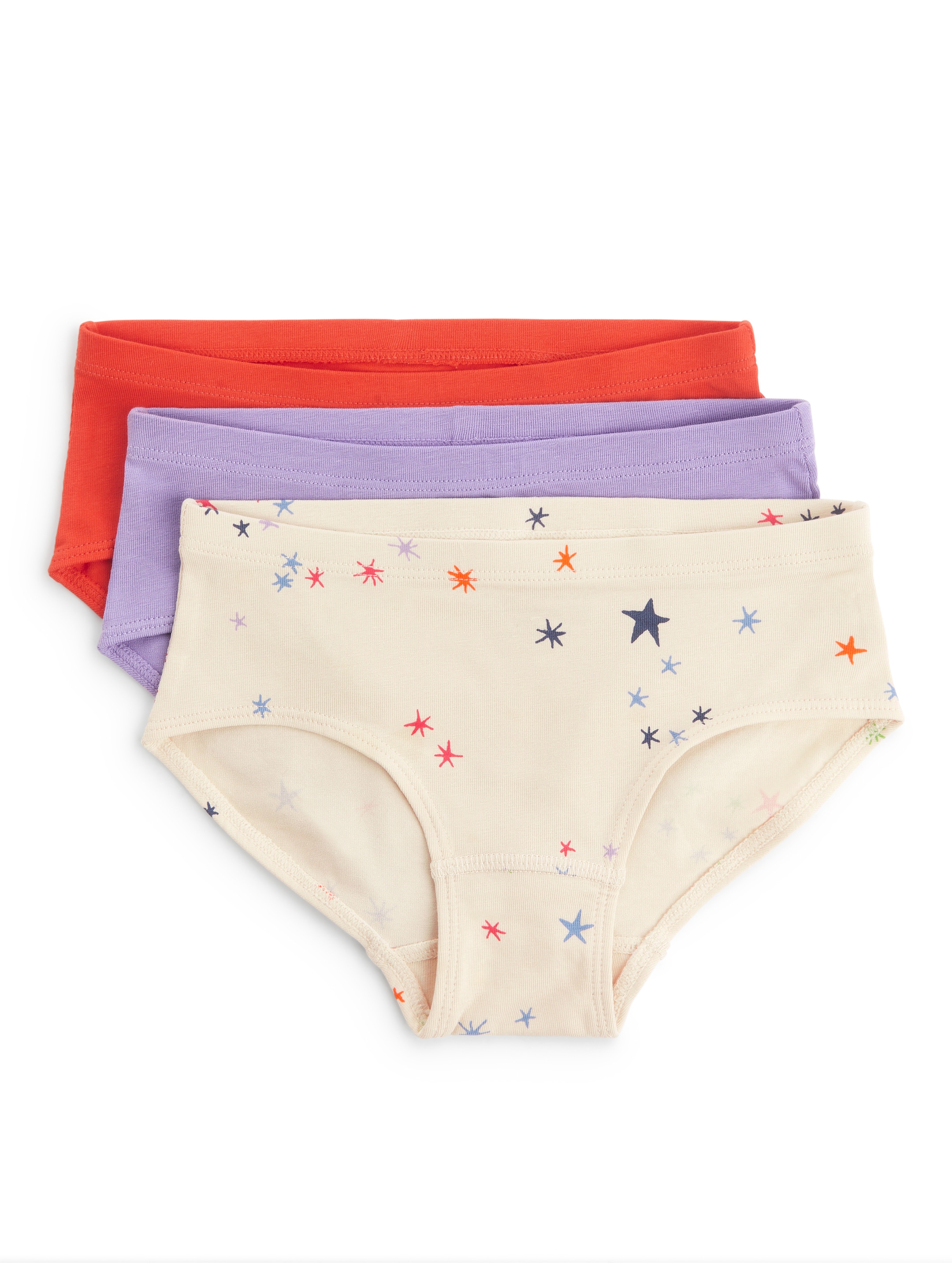 Trosor i bomullstrikå, 3-pack - Off-white/lila/orange - Regular fit - Children - StillMedia/DescriptiveStillLife - 2