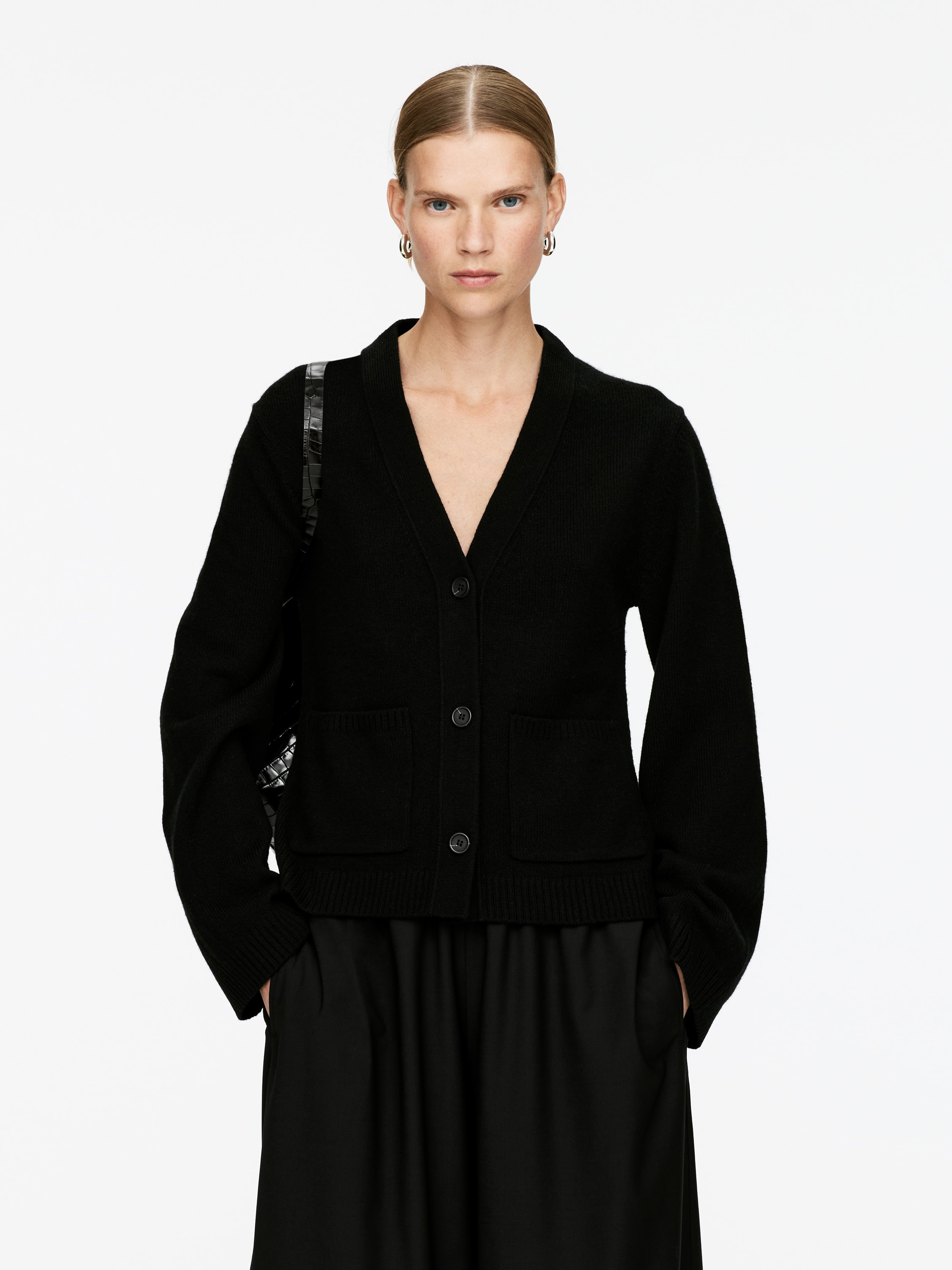 Gyapjú kardigán - Fekete/Bézs/Sötétszürke