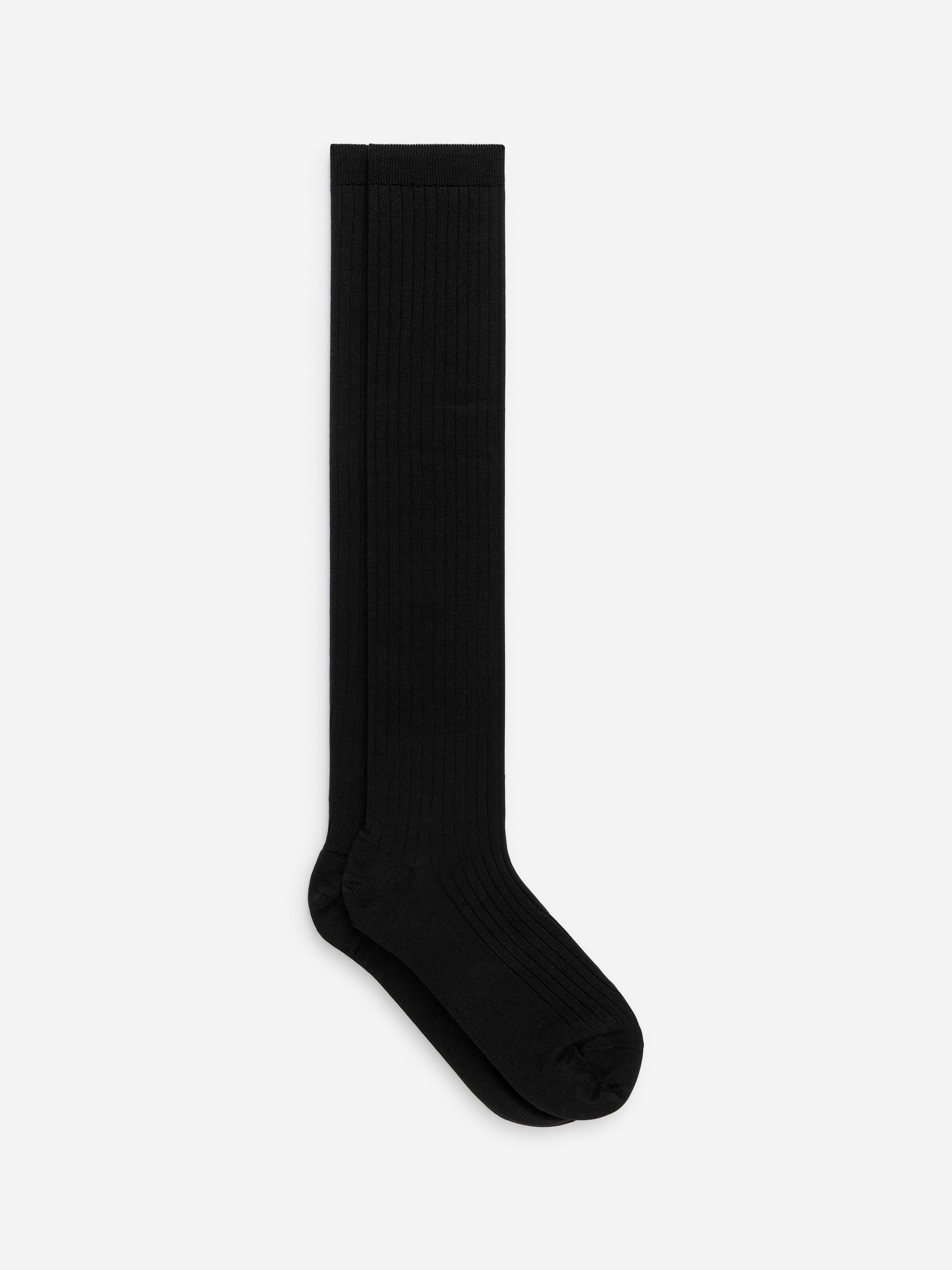 Silk-Blend Knee Socks-Black-16998