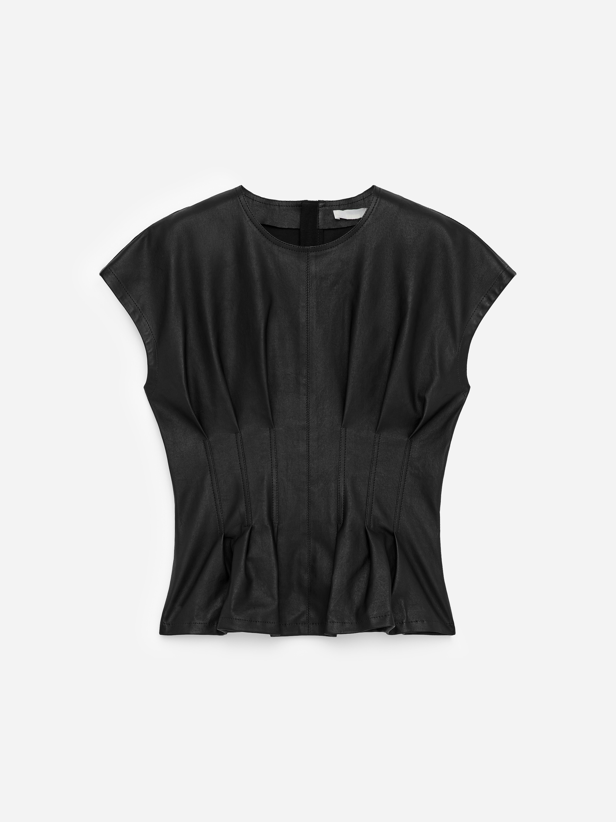 Pleated Leather Top - Black - Slim fit - Women - StillMedia/DescriptiveStillLife - 1