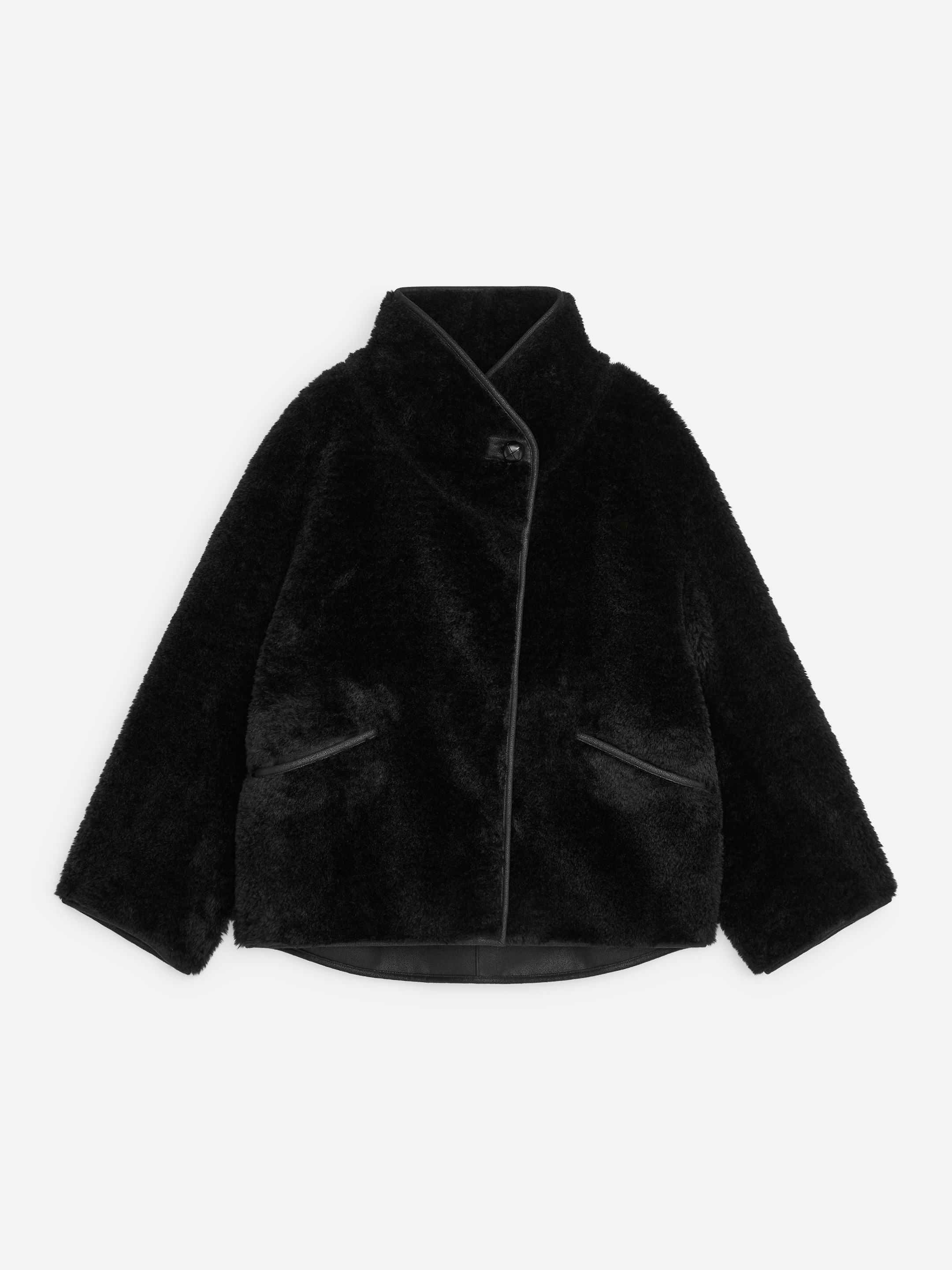Pile Stand-Collar Jacket - Black - Regular fit - women - StillMedia/DescriptiveStillLife - 1