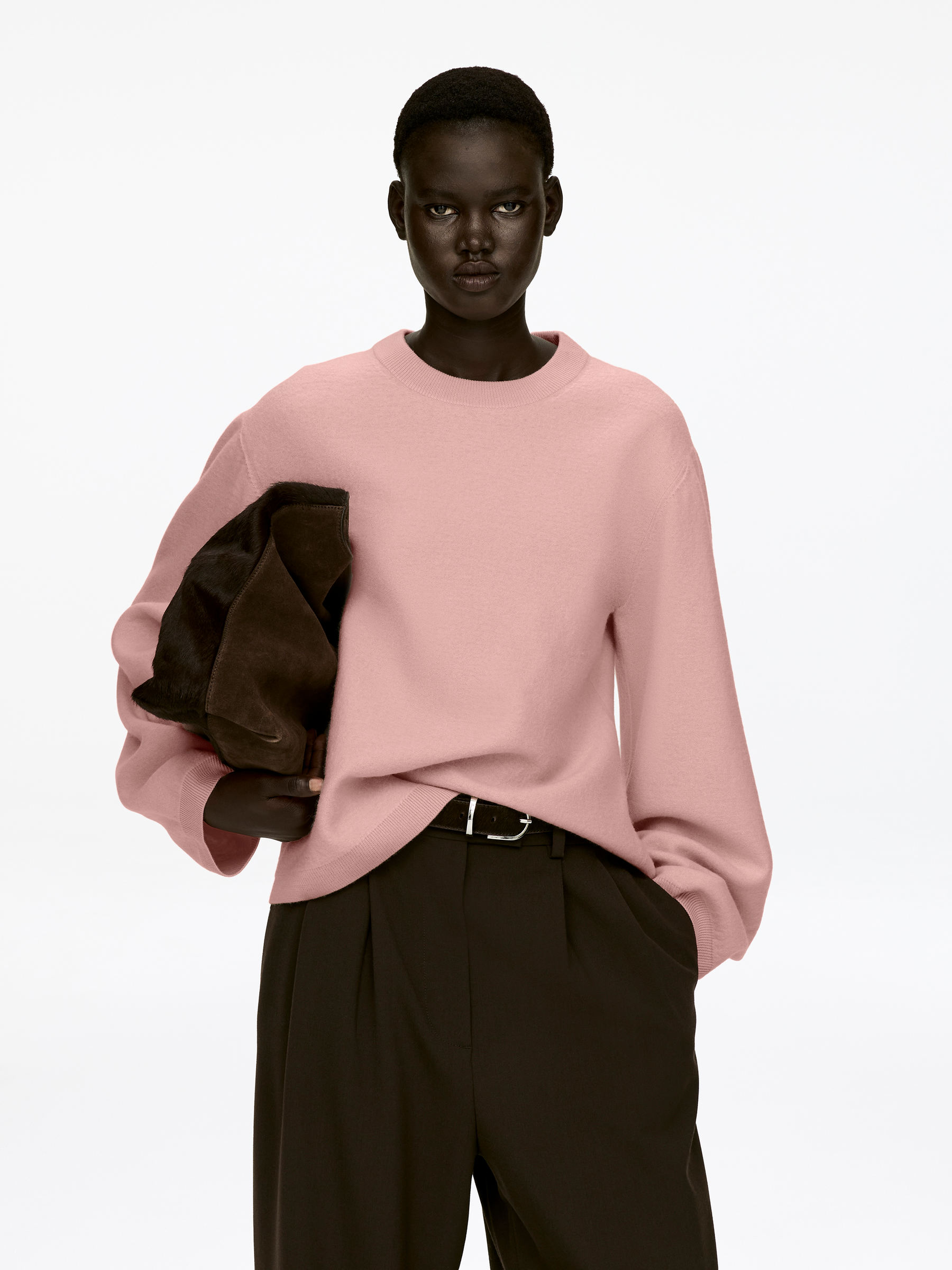 Boiled Wool Jumper-#CDB8B1-16665