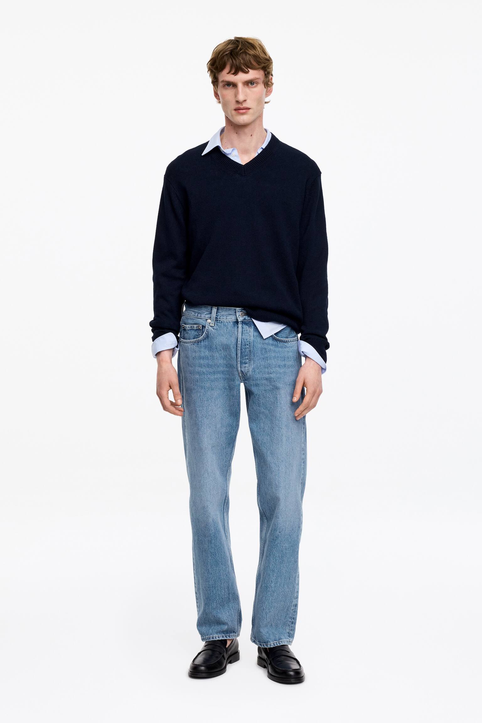 OCEAN Loose Straight Jeans - Blå/Oblekt/Svart/Grå/Mörkblå/Blå/Mörkblå - 1