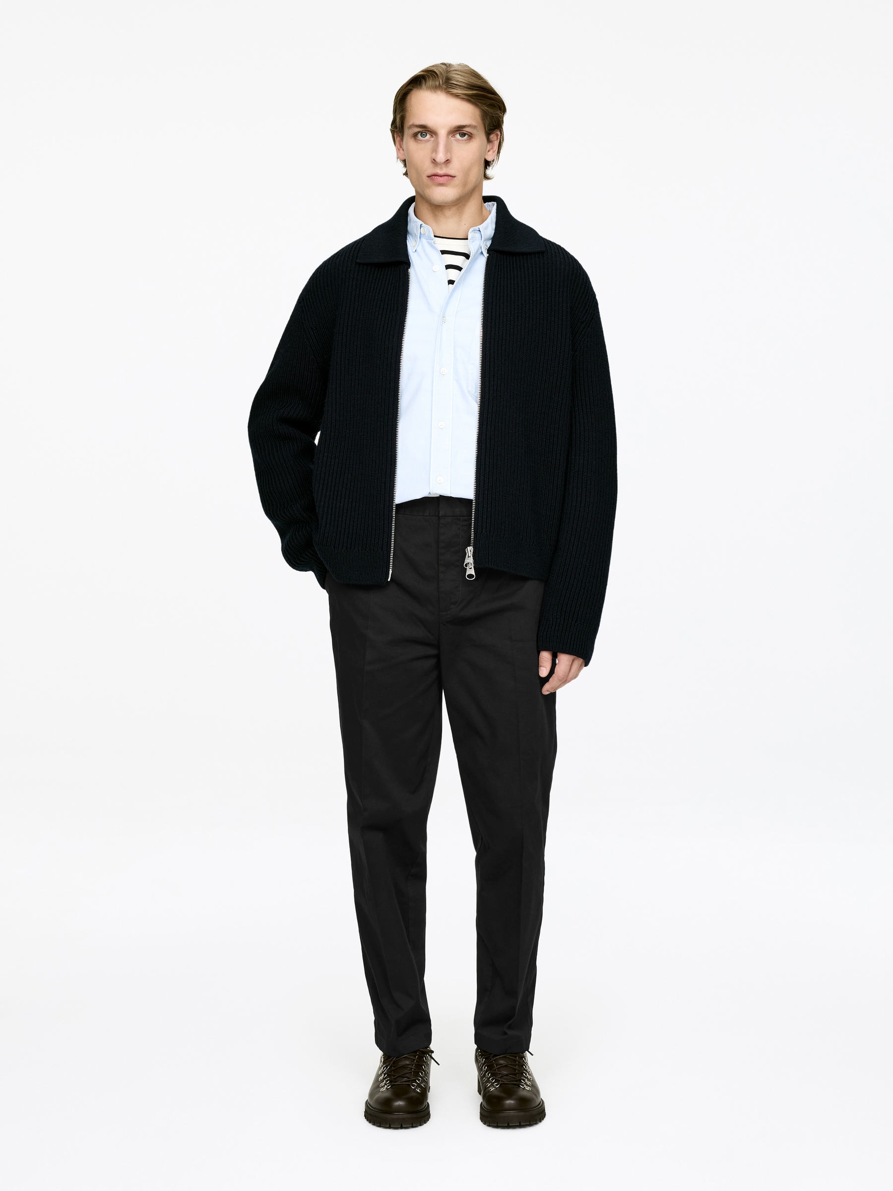 Loose Fit Cotton Trousers-#272627-17455