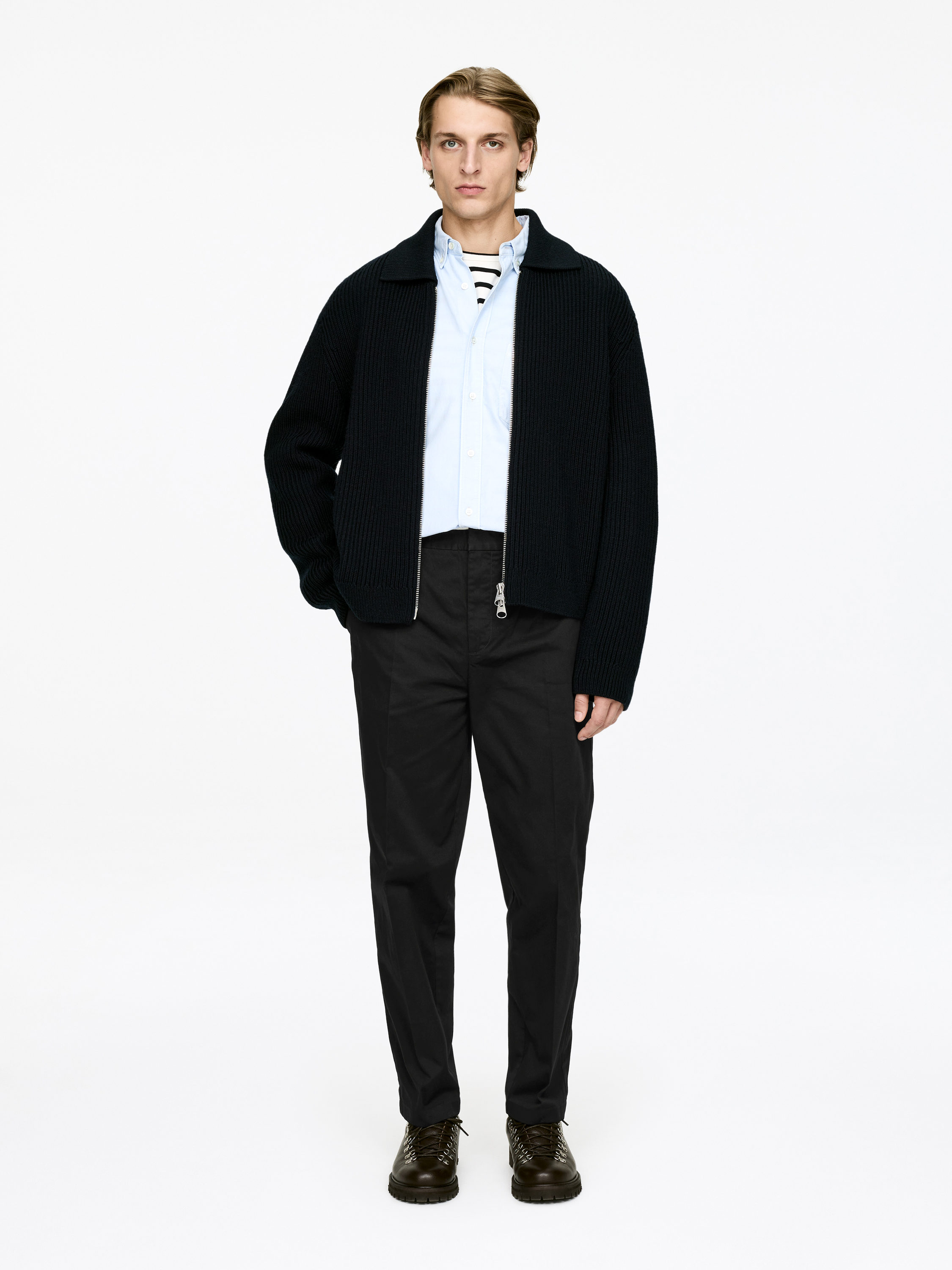 Loose Fit Cotton Trousers-#272627-17455