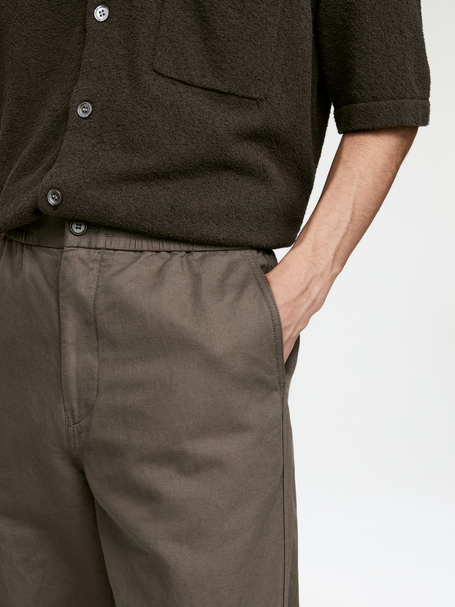 Pantalon en mélange de lin - Taupe/Beige/Vert kaki/Bleu foncé - 5