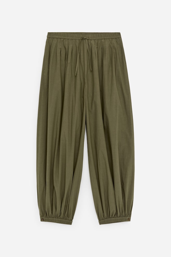 Pantalon bouffant en coton - Vert kaki/Blanc/Noir - 1