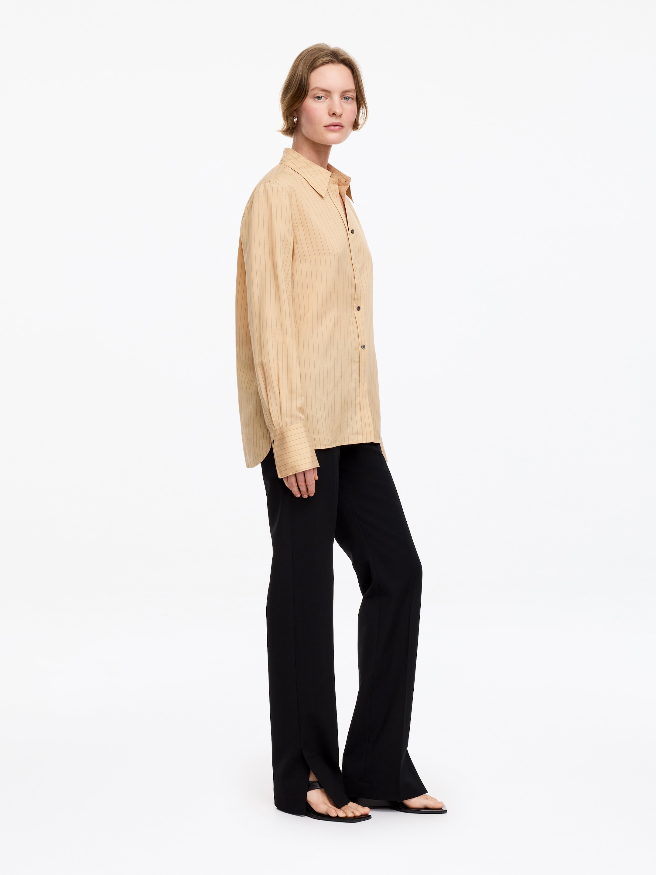 Viscose-Silk Shirt - Dark Beige - Regular fit - women - StillMedia/Lookbook - 4