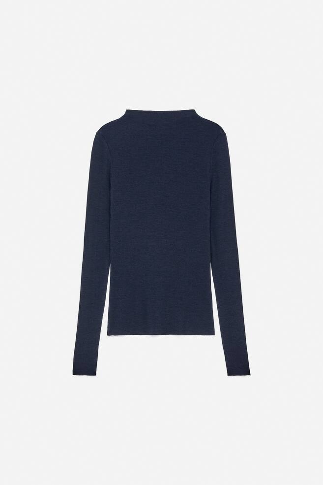 Rib-Knitted Wool Top - Albastru închis - 1