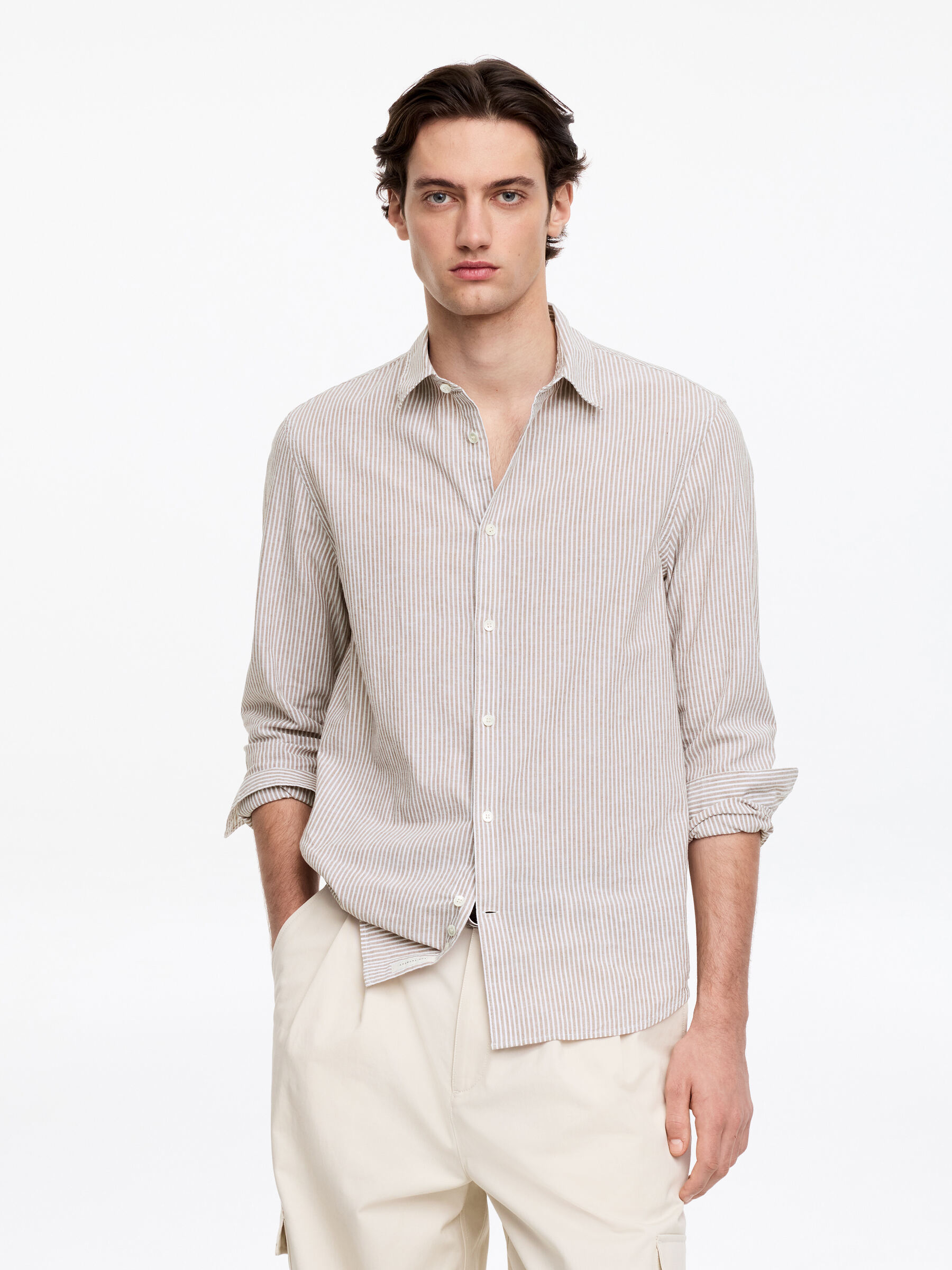 Cotton Blend Shirt - Brown/White - Regular fit - Men - StillMedia/Lookbook - 3
