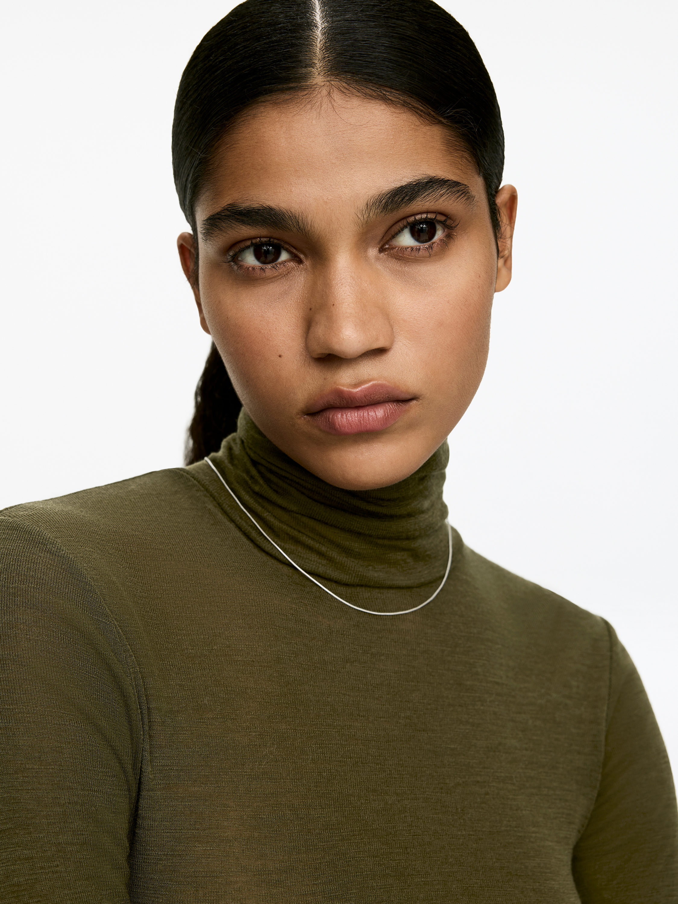 Roll-Neck Wool Top - Khaki Green - Slim fit - Women - StillMedia/Lookbook - 5