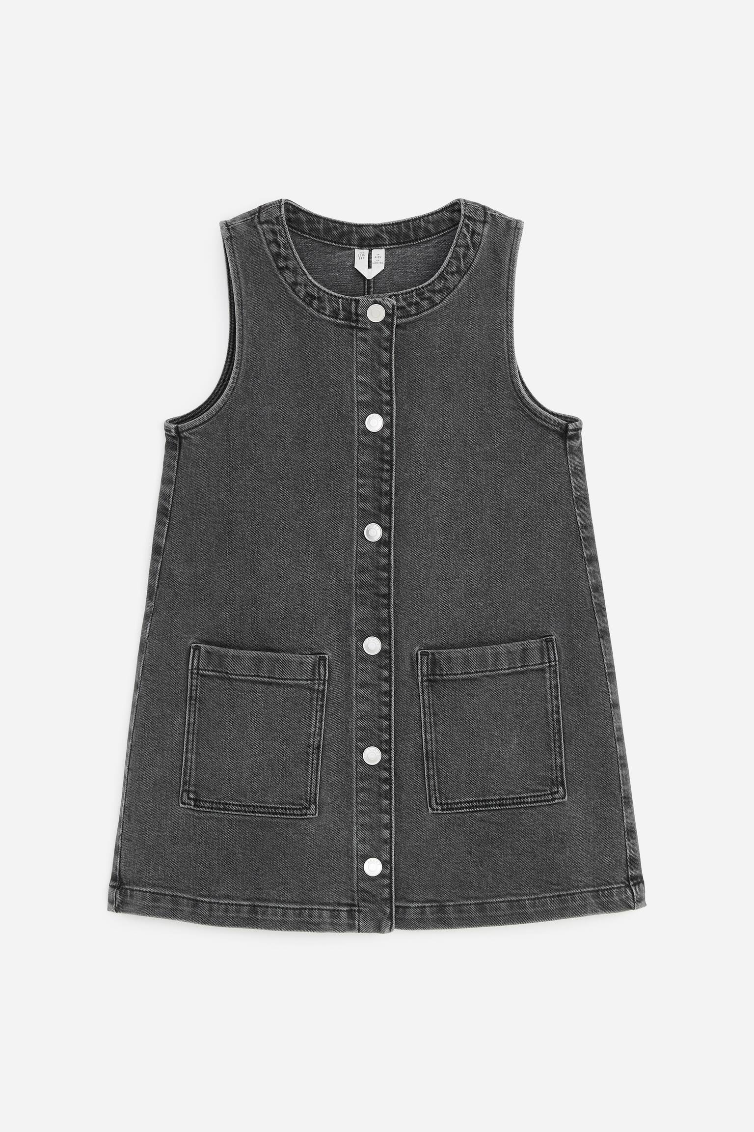 Vestido denim sin mangas - Negro
