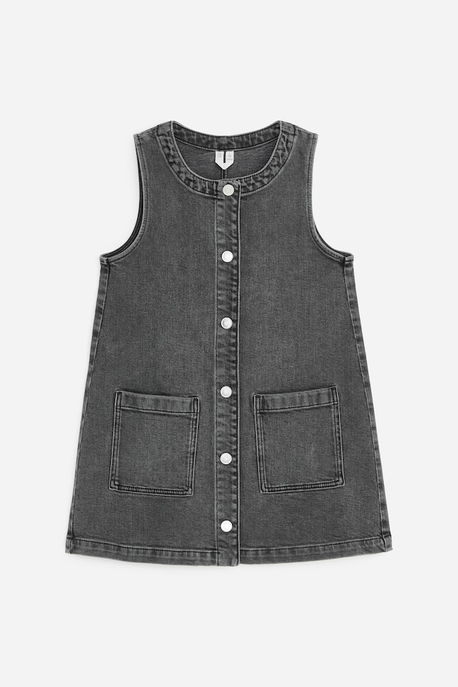 Vestido denim sin mangas - Negro - 1