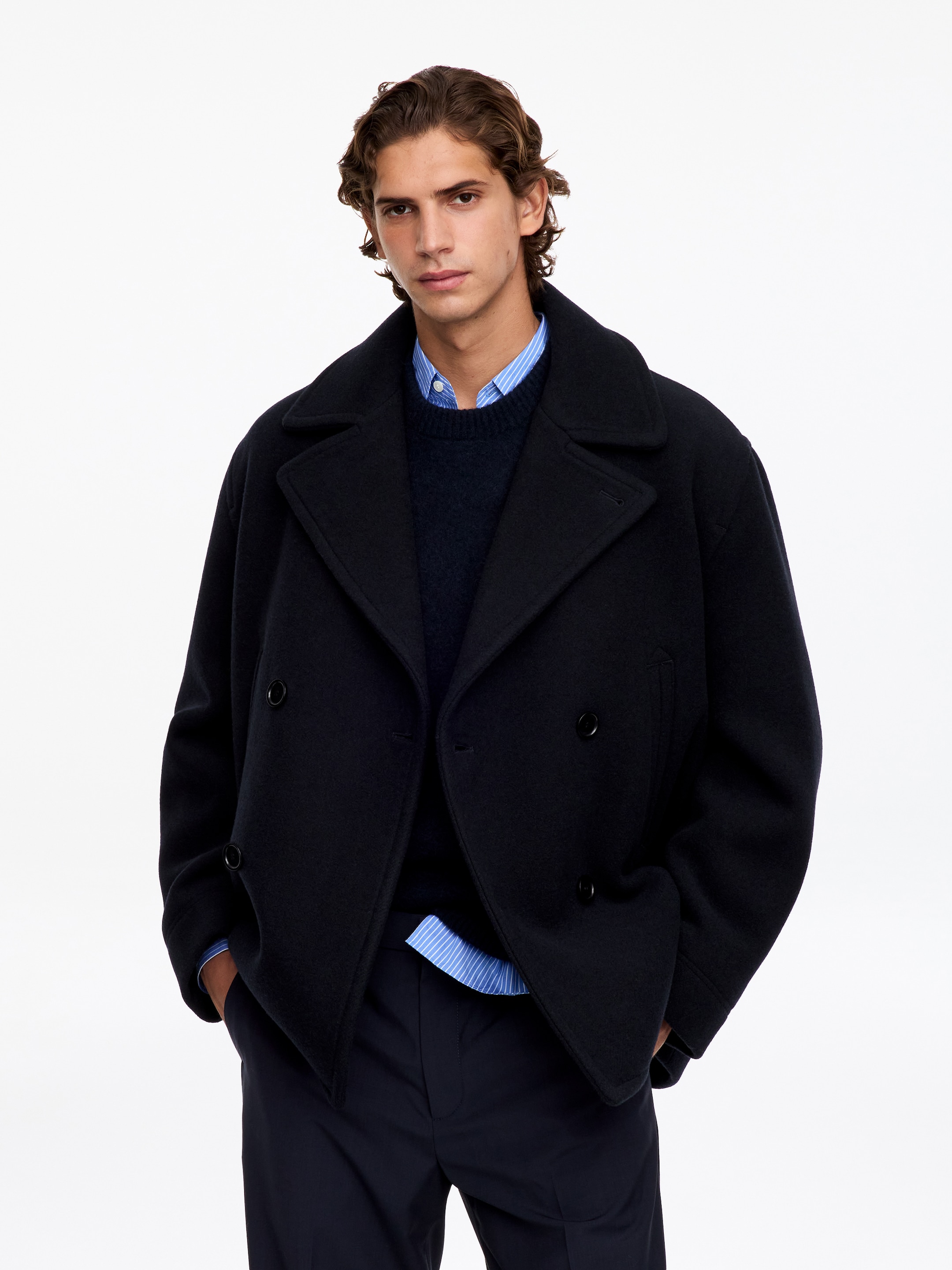 Wool-Blend Pea Coat - Dark Blue - Relaxed fit - men - StillMedia/Lookbook - 4