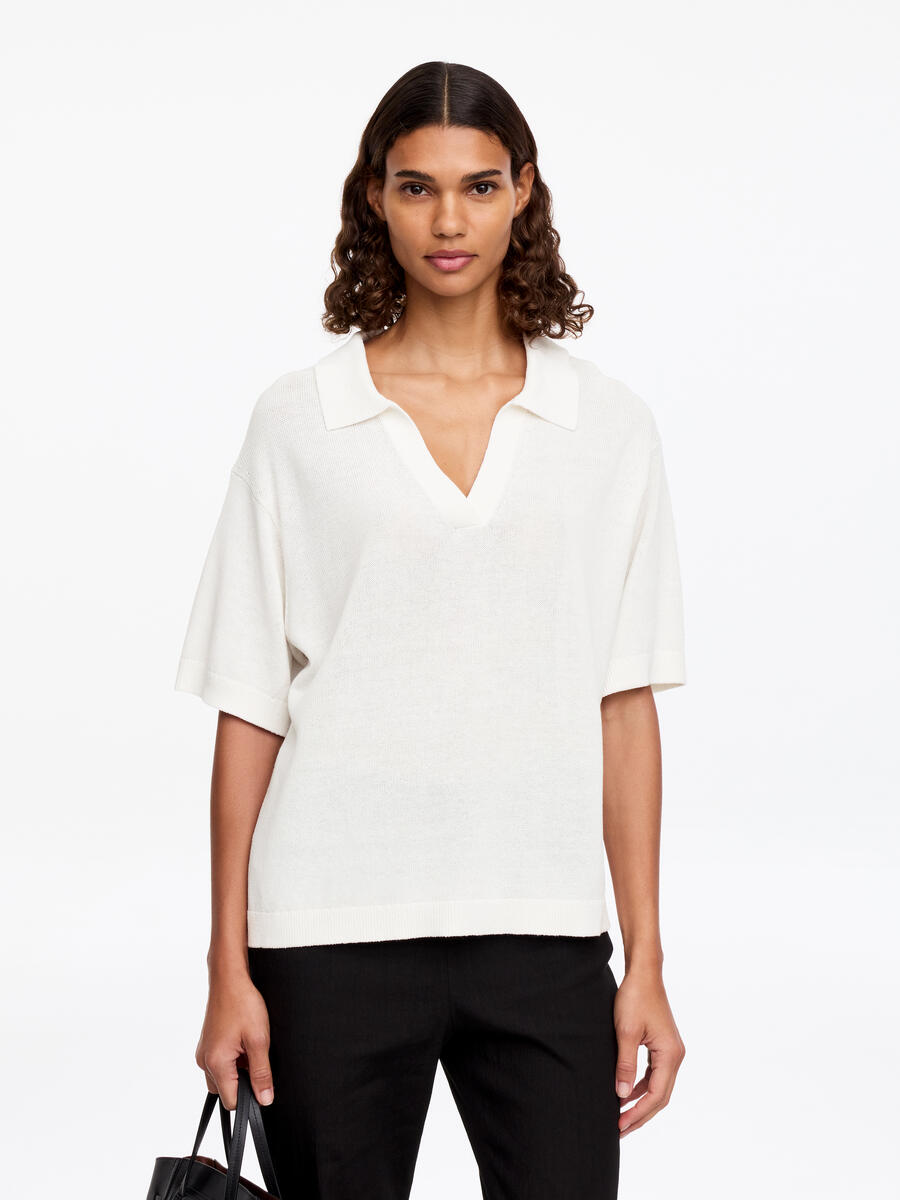 ARKET Women's  Knitted Polo Jumper White,  size S