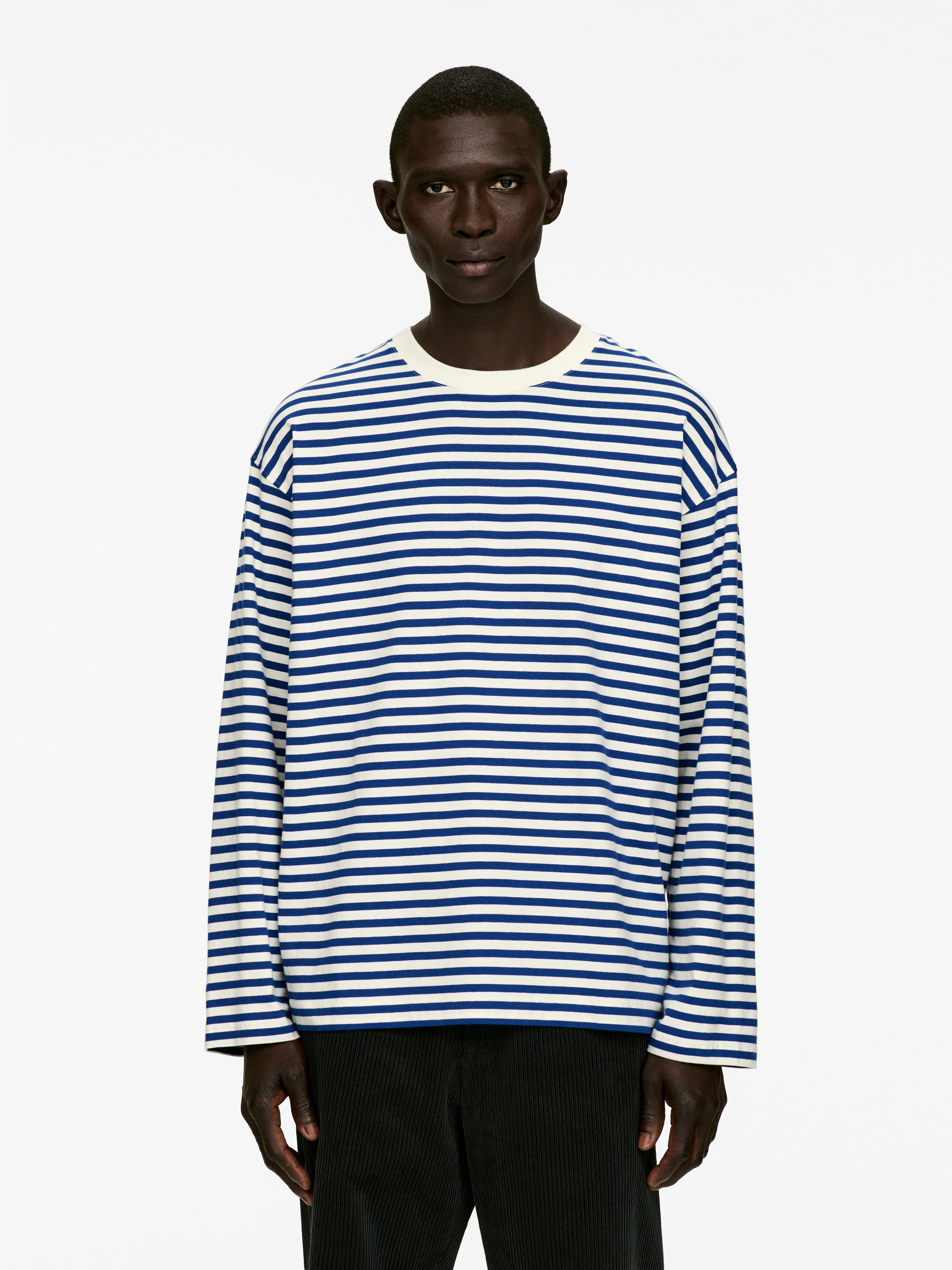 Tricou cu mâneci lungi - Alb/Albastru