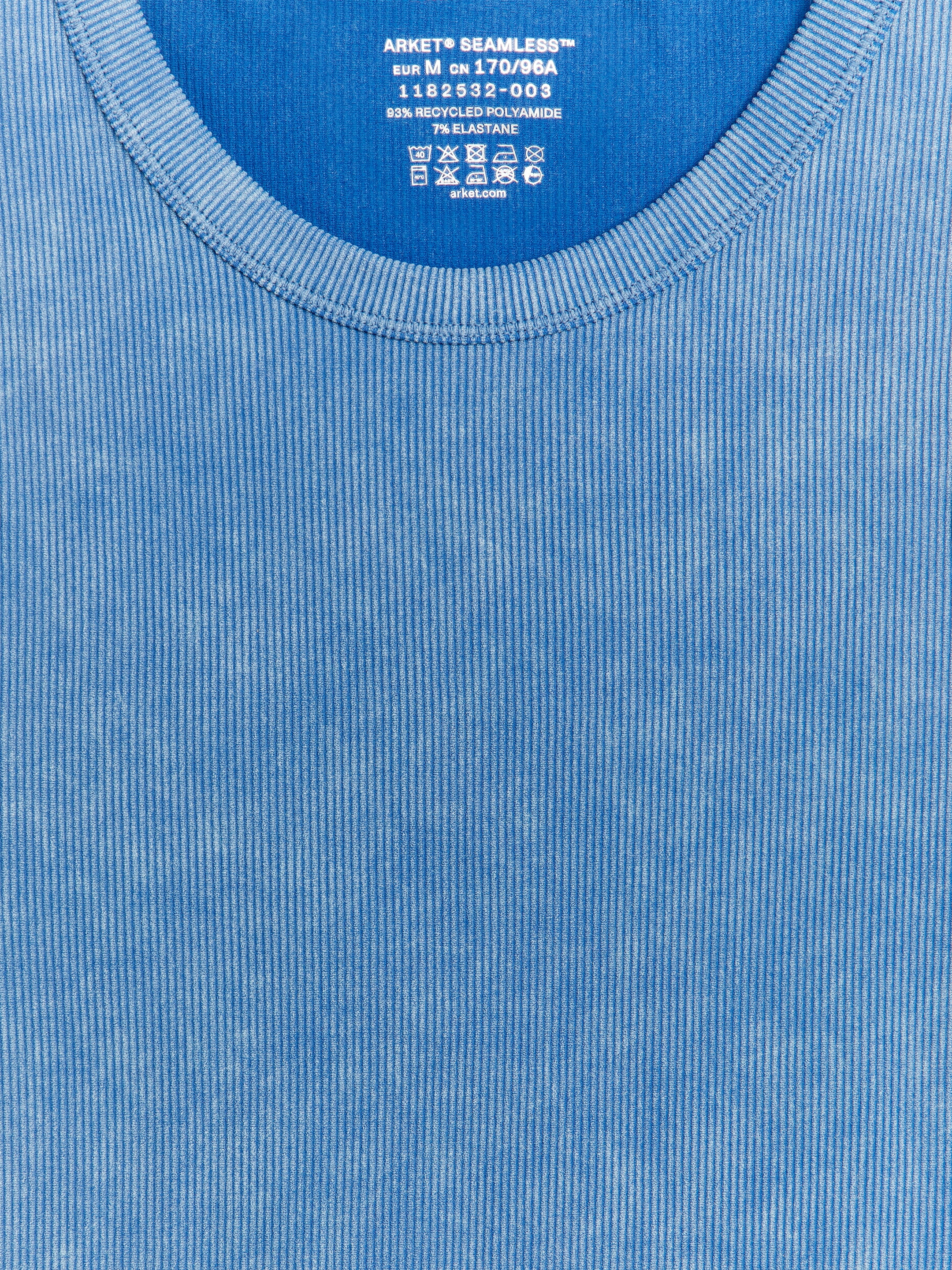 Seamless ribbat linne - Tvättad blå - Slim fit - Women - StillMedia/DescriptiveDetail - 1