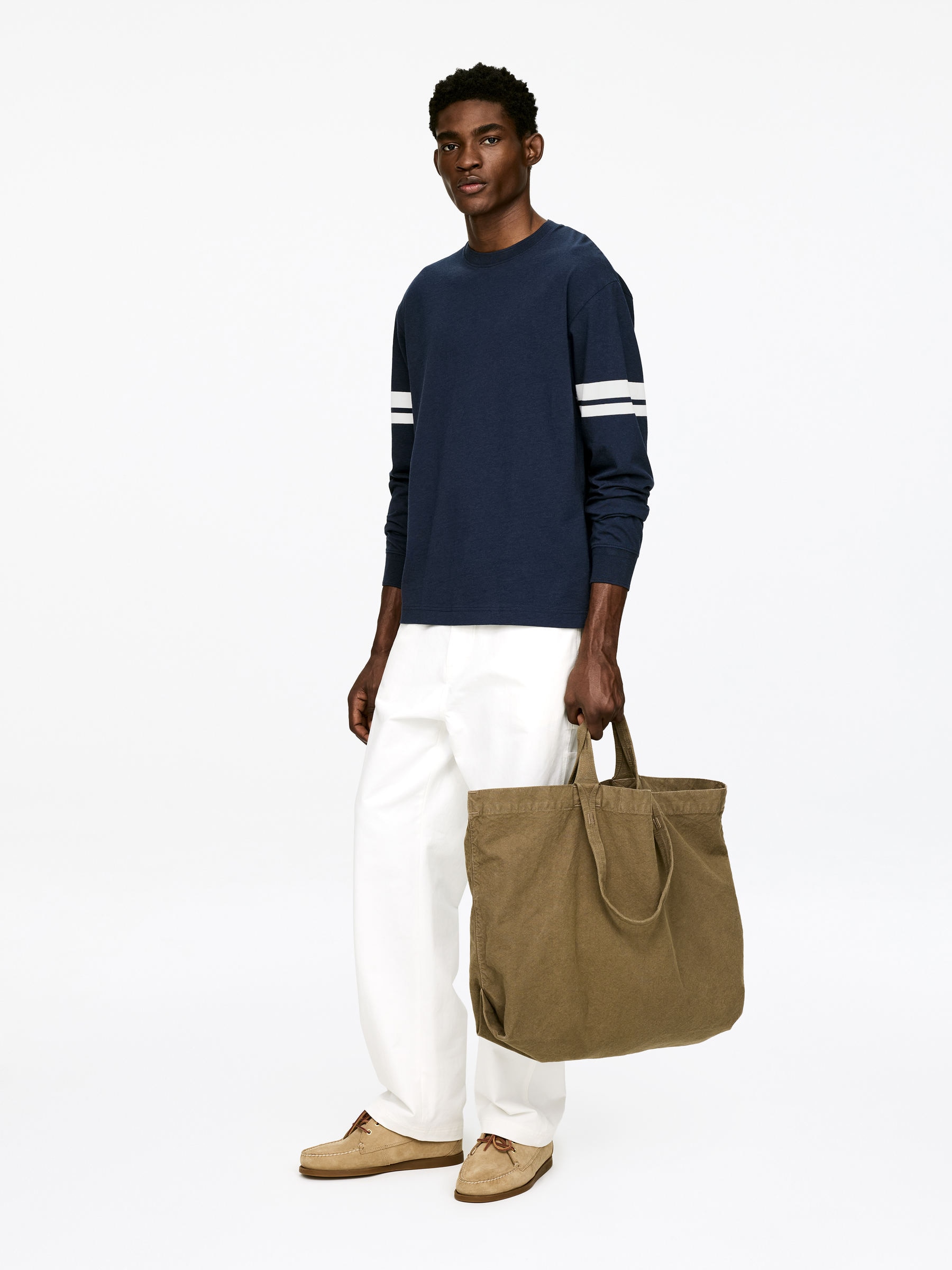 Long-Sleeve T-Shirt - Dark Blue/White - Loose fit - Men - StillMedia/Lookbook - 3