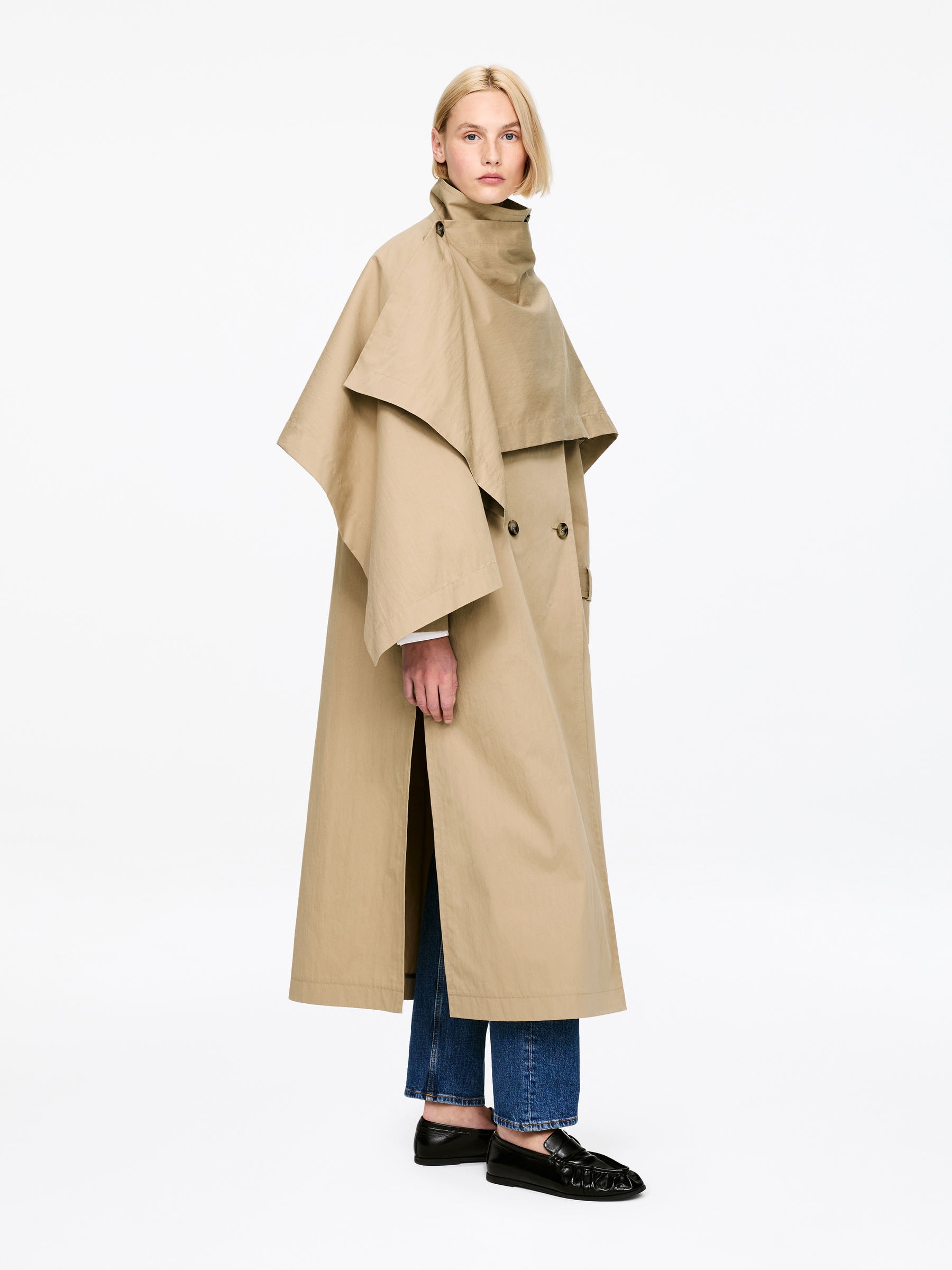 Scarf Trench Coat - Beige - Loose fit - Women - StillMedia/Lookbook - 6