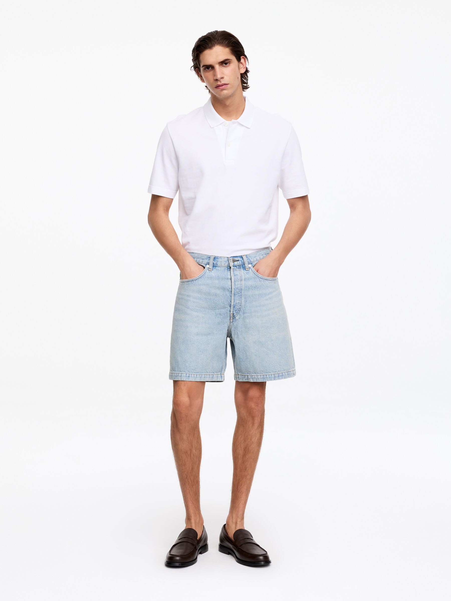 Relaxed Denim Shorts - Washed Blue - Relaxed fit - Men - StillMedia/Lookbook - 6