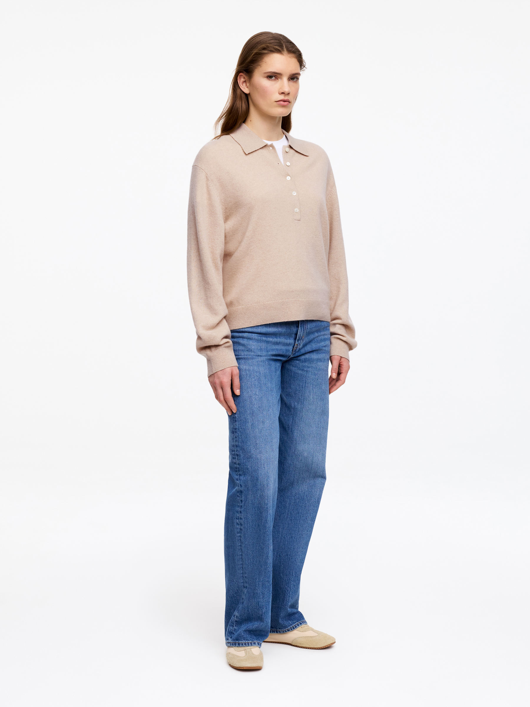 Cashmere-Wool Polo Jumper - Beige - Regular fit - Women - StillMedia/Lookbook - 6