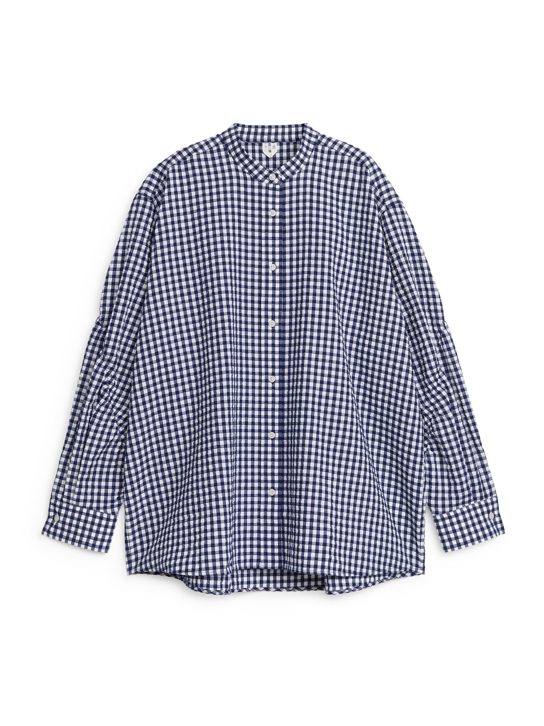 Oversized Seersucker Shirt – Dark Blue/White – ARKET DK