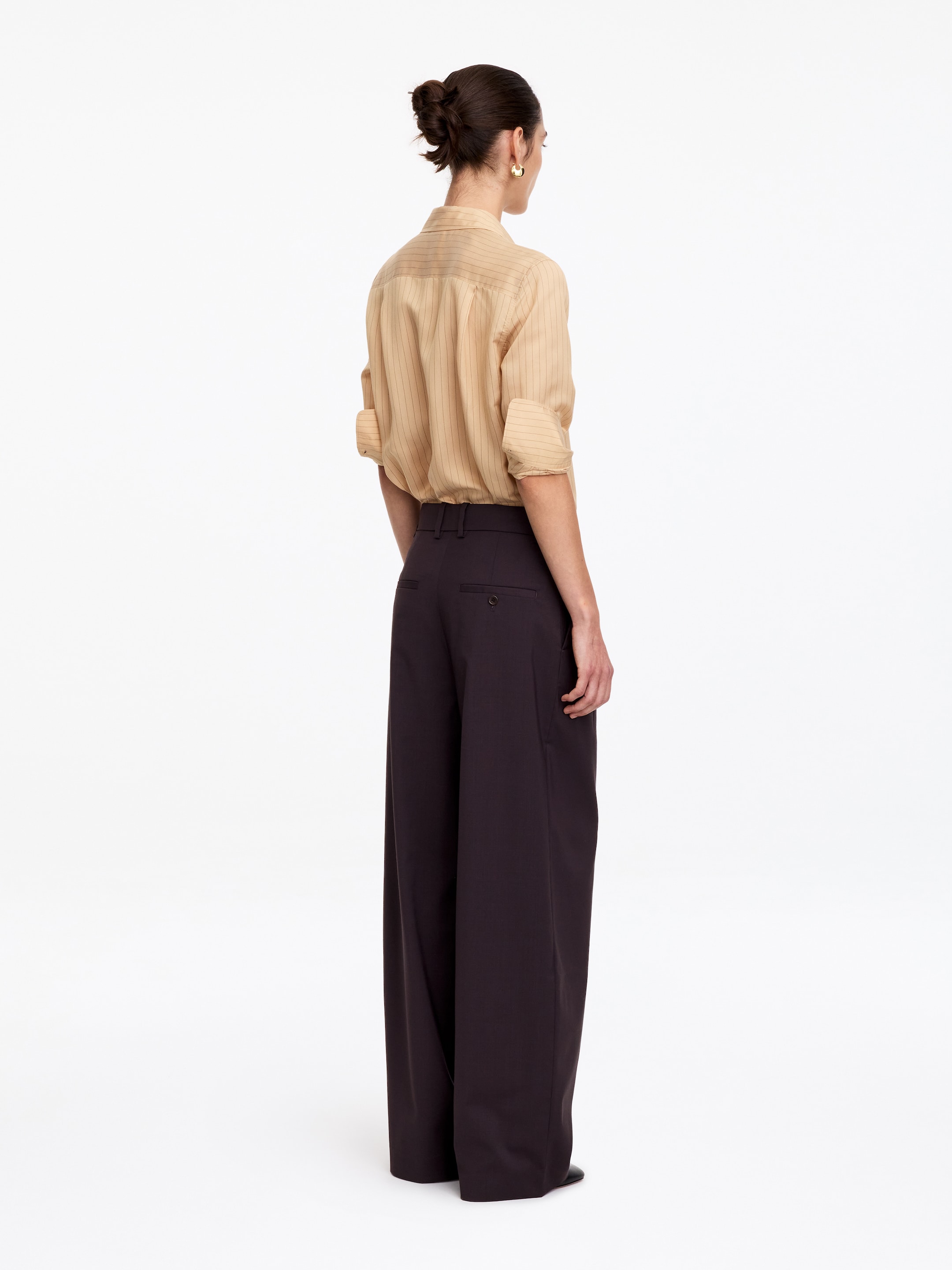 Wide Tailored Trousers - Dark Brown - Loose fit - women - StillMedia/Lookbook - 8
