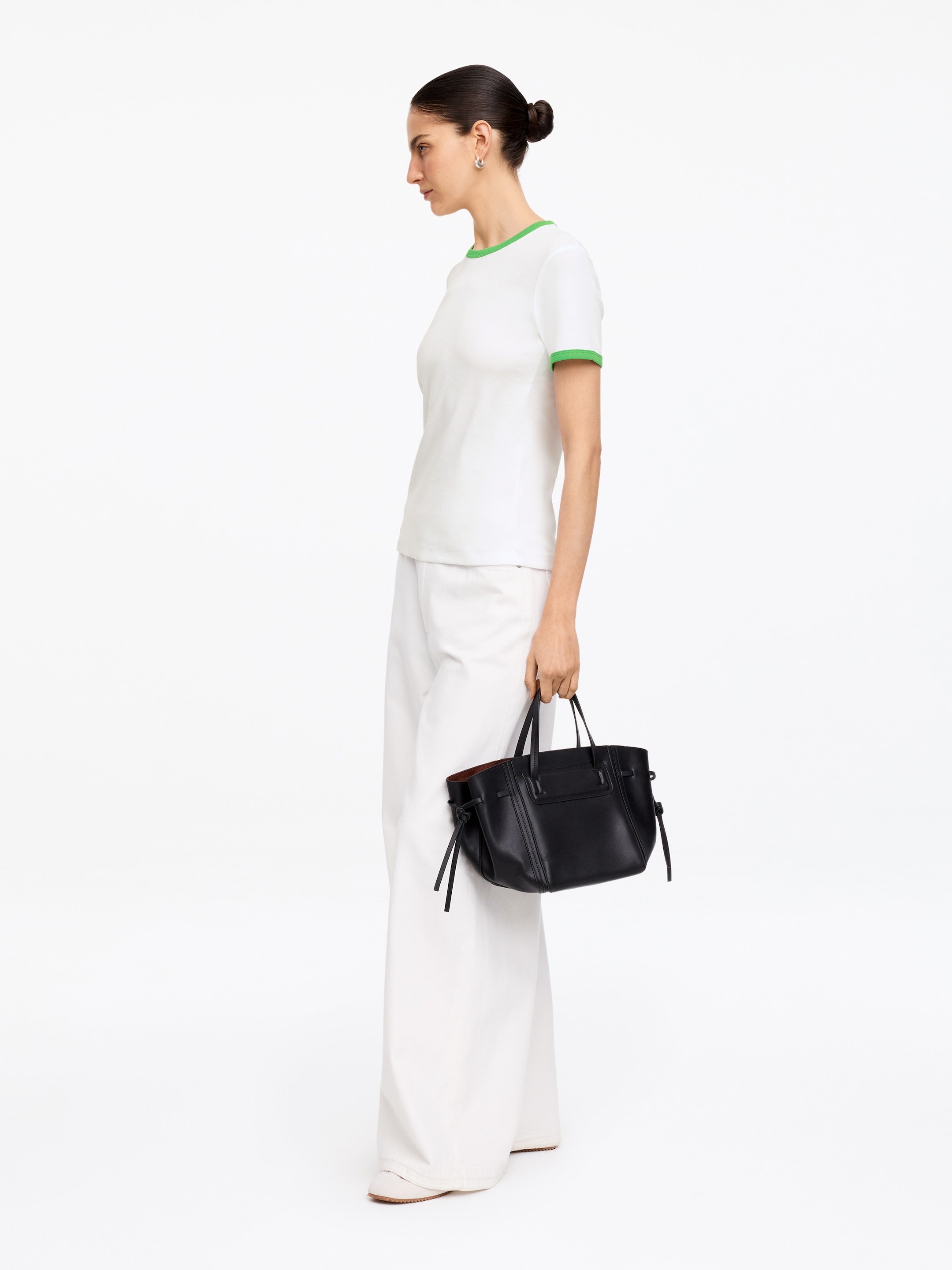 Ribbed T-Shirt - White/Green - Slim fit - Women - StillMedia/Lookbook - 2
