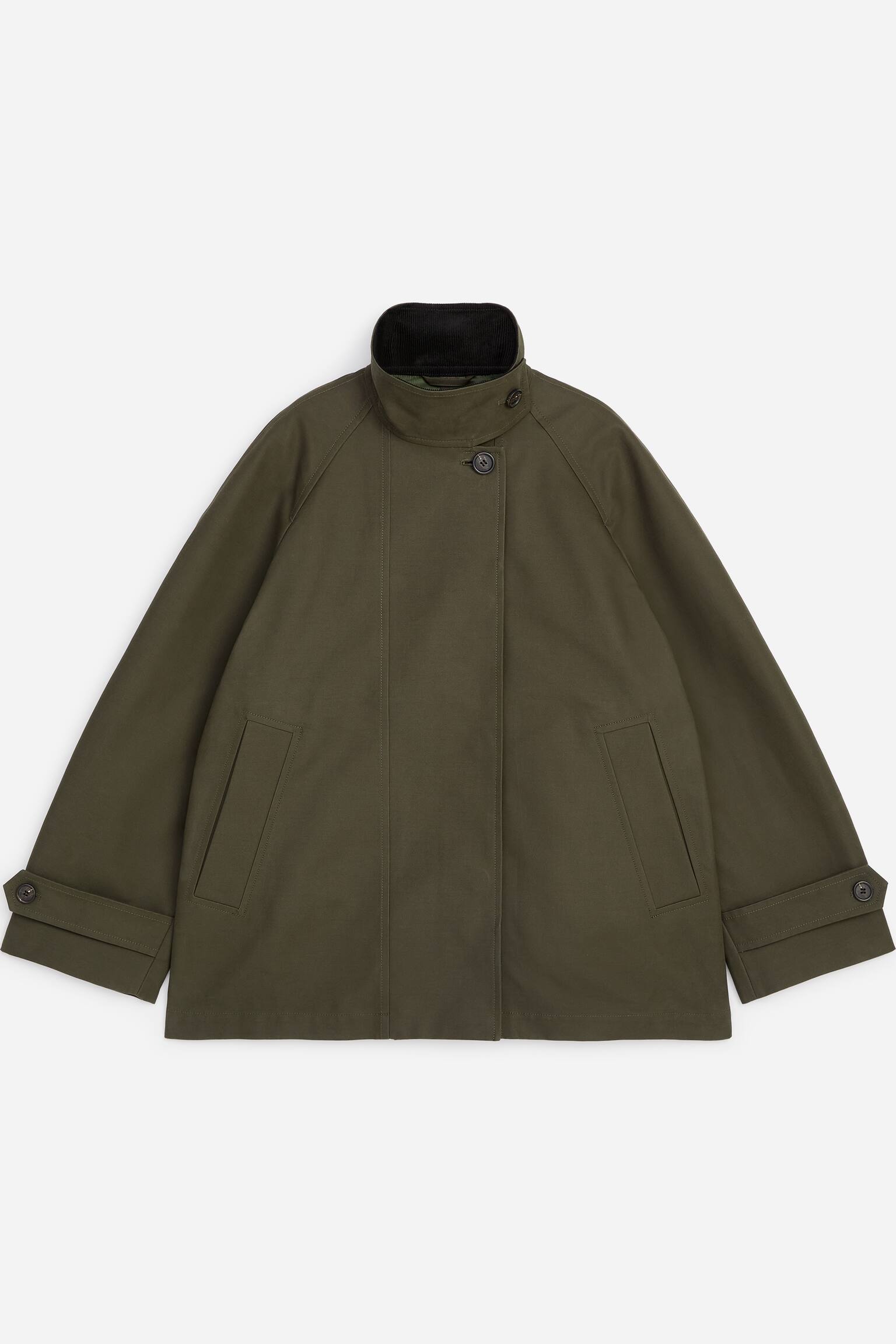 Bavlněná bunda s volným střihem - Khaki Zelená/Tmavě Hnědá - 1