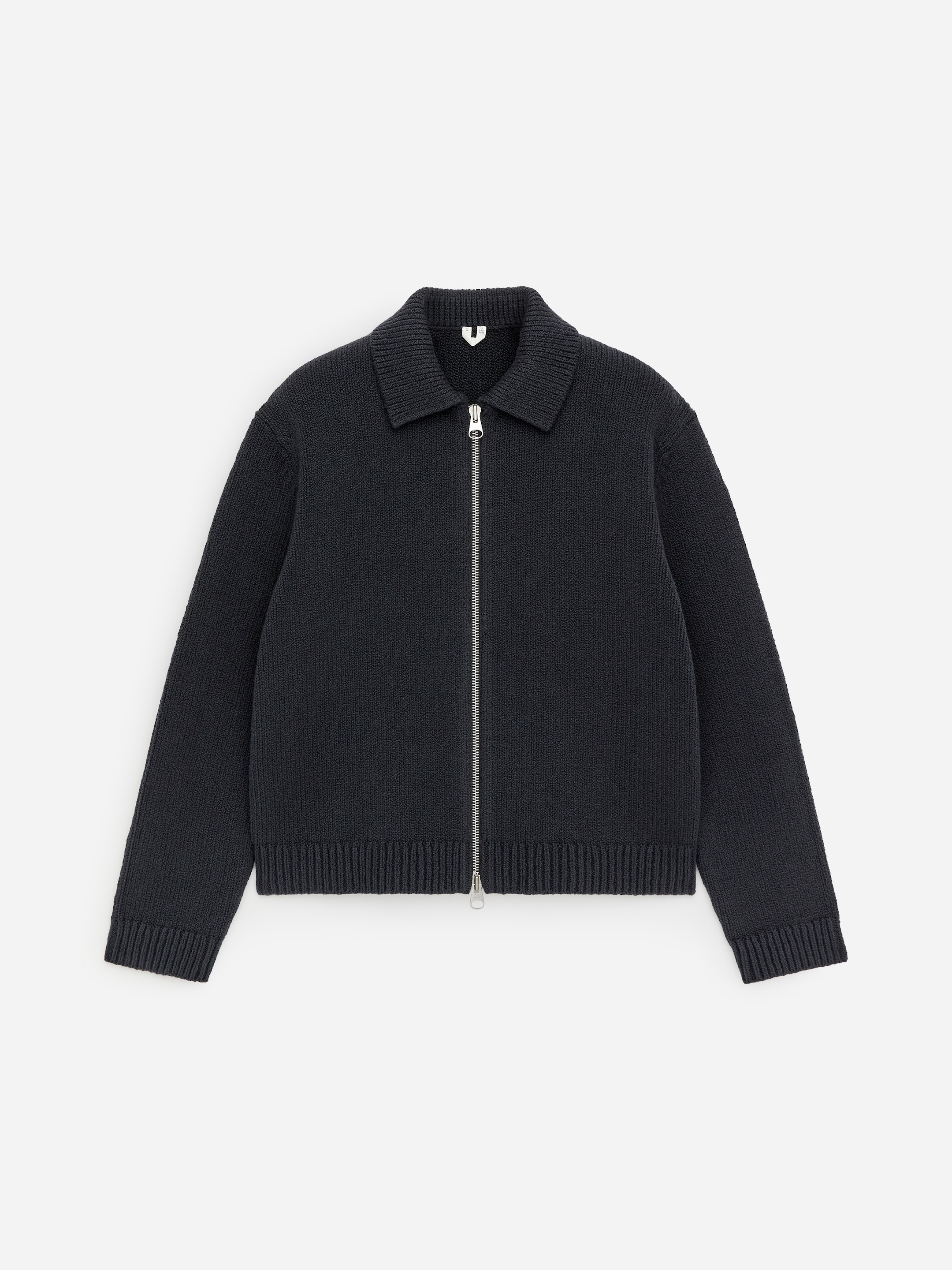 Cotton Blend Zip Cardigan-Blue-18087