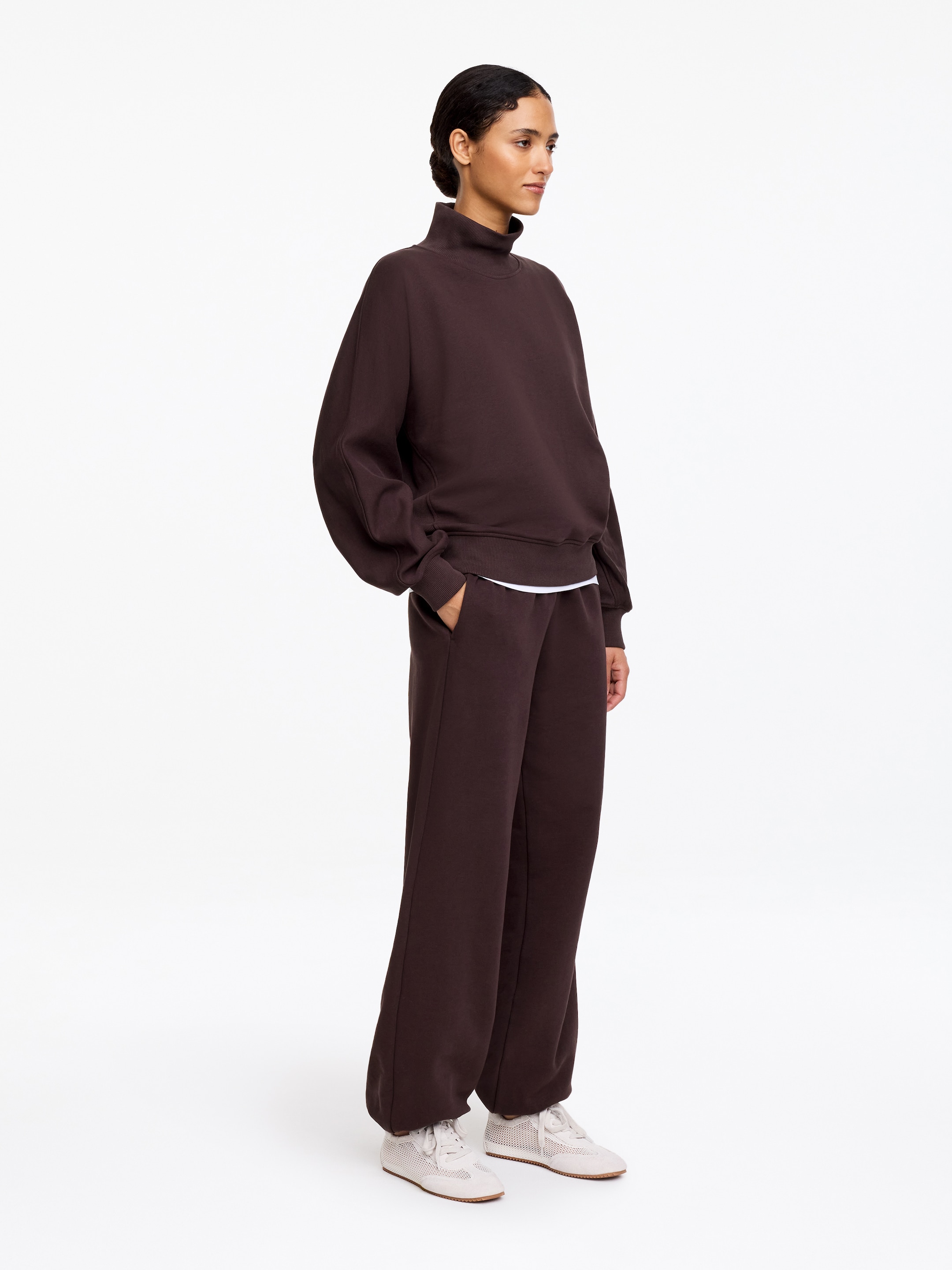 Bluza frotté z golfem - Brązowy - Fason swobodny - Women - StillMedia/Lookbook - 5