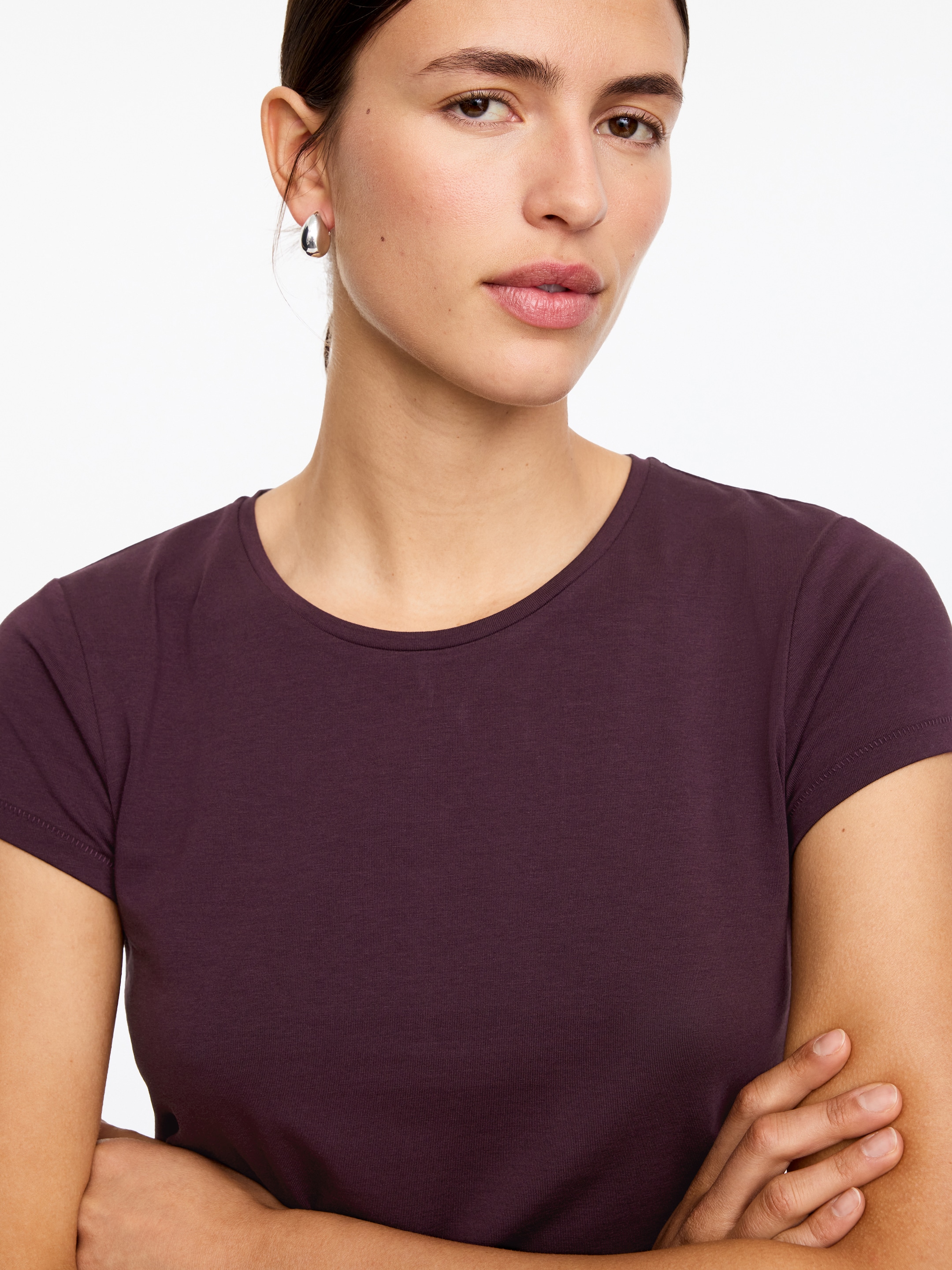 Schmales T-Shirt mit Flügelärmeln - Pflaume - Slim Fit - Damen - StillMedia/Lookbook - 4