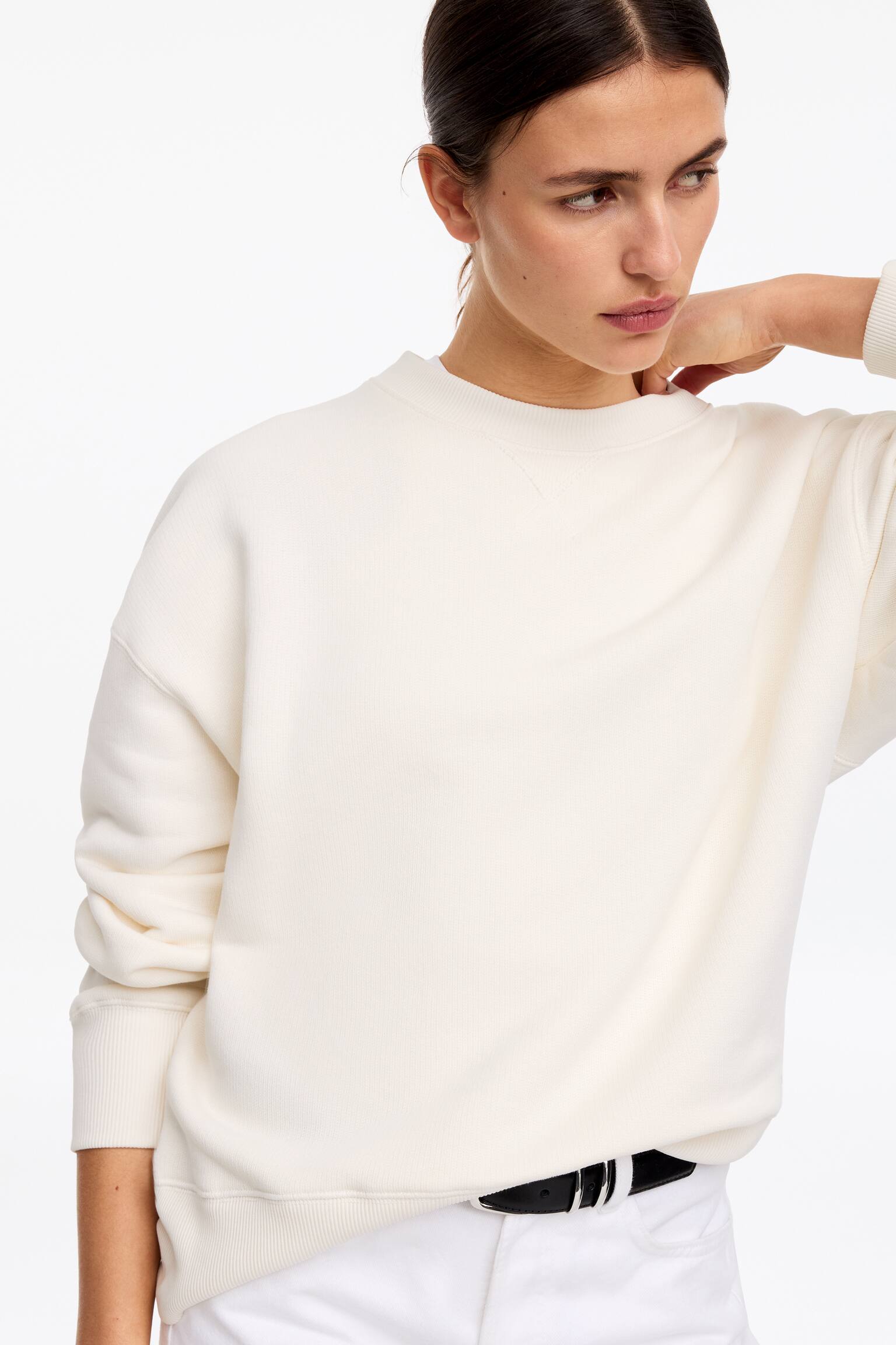 Felpa in spugna dalla vestibilità rilassata - Bianco sporco/Blu - 4