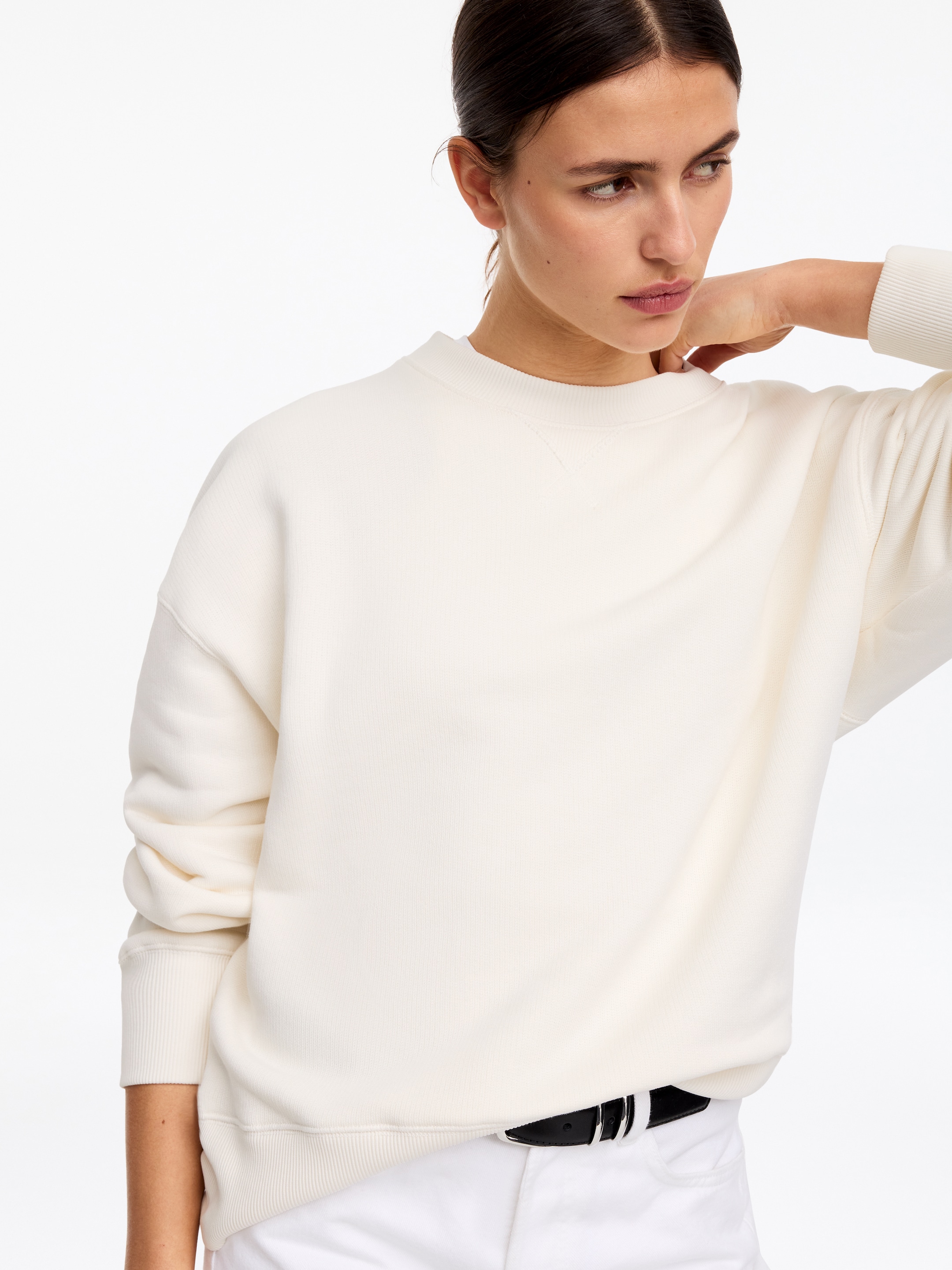 Sudadera de rizo francés holgada - Blanco roto - Corte relajado - Women - StillMedia/Lookbook - 7