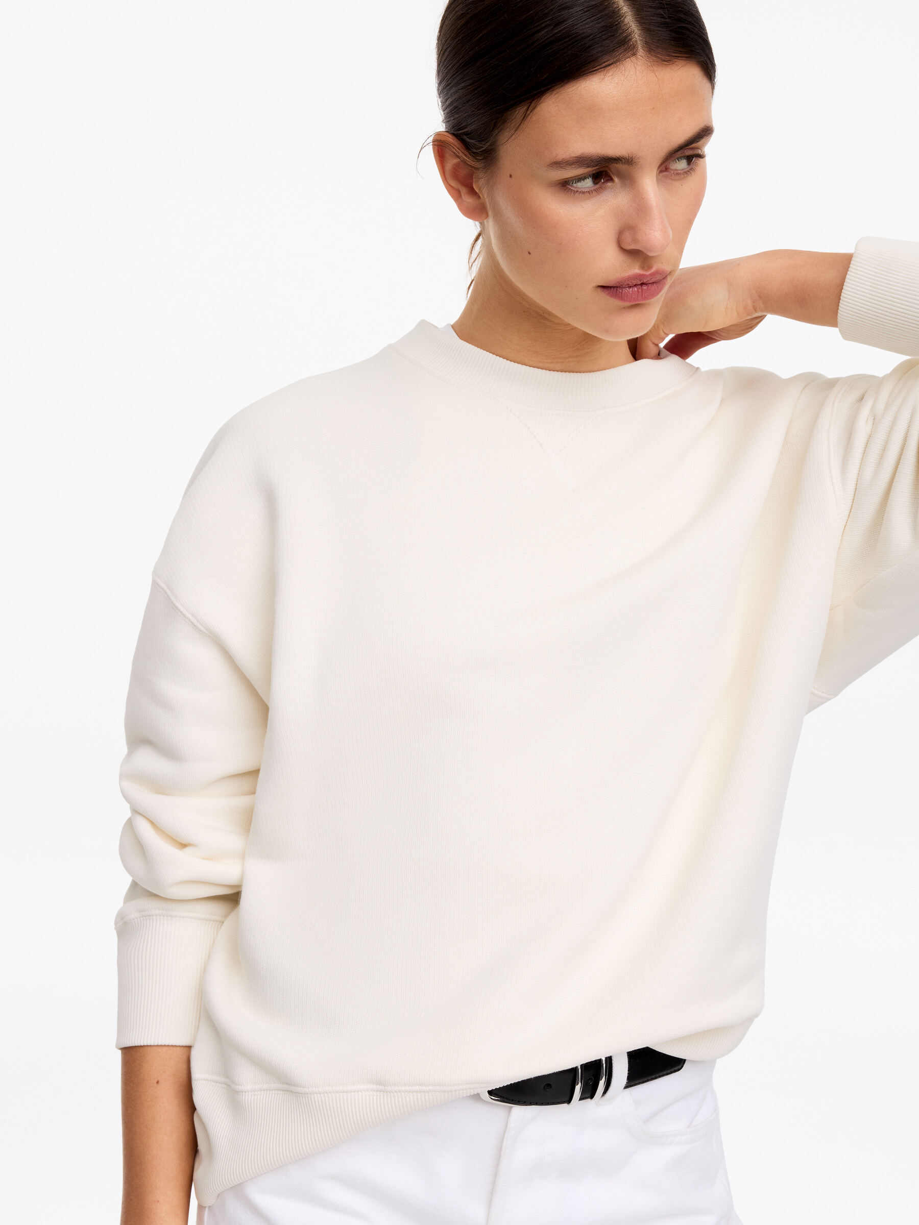 Sweat décontracté en tissu éponge - Blanc cassé - Relaxed fit - Femme - StillMedia/Lookbook - 7